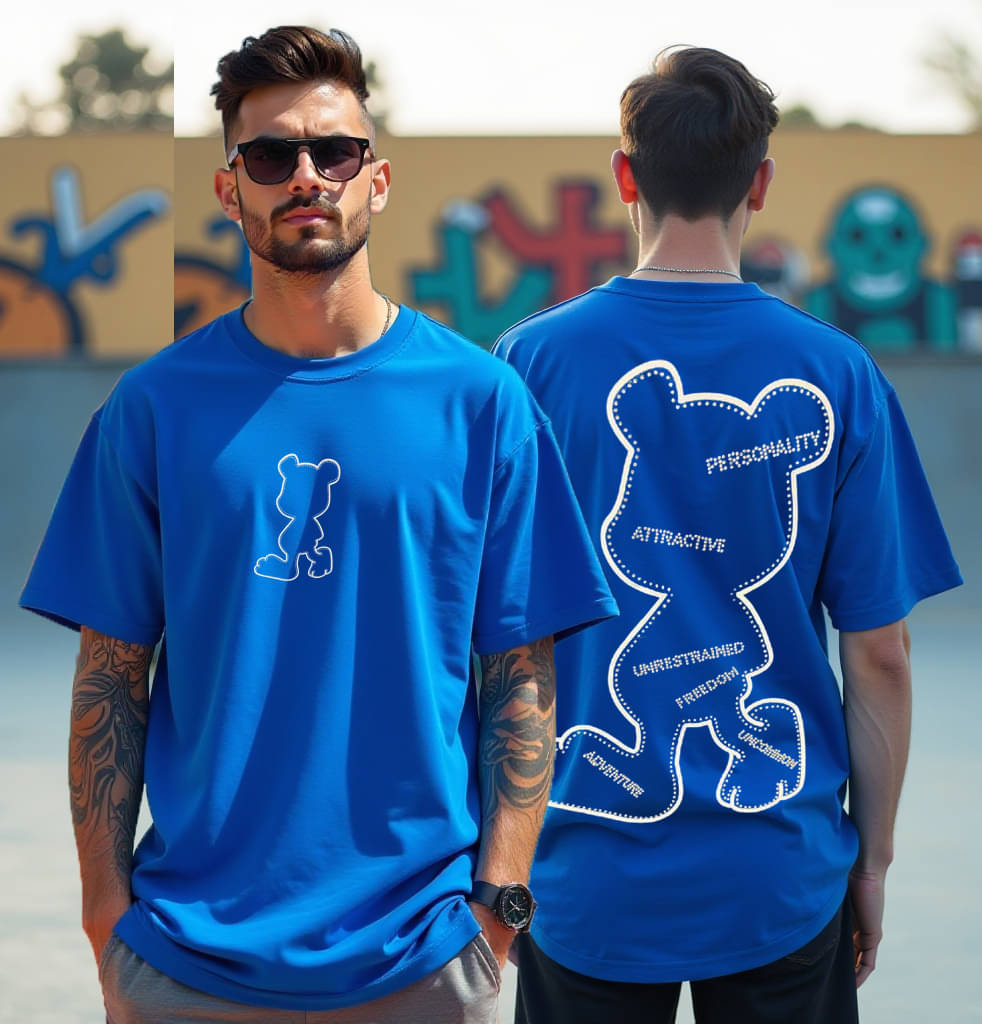 RodZen Cotton Blend Oversized Fit Printed Half Sleeves Men's Round T-Shirt - Blue ( Pack of 1 ) RodZen Cotton Blend Oversized Fit Printed Half Sleeves Men's Round T-Shirt - Blue ( Pack of 1 )