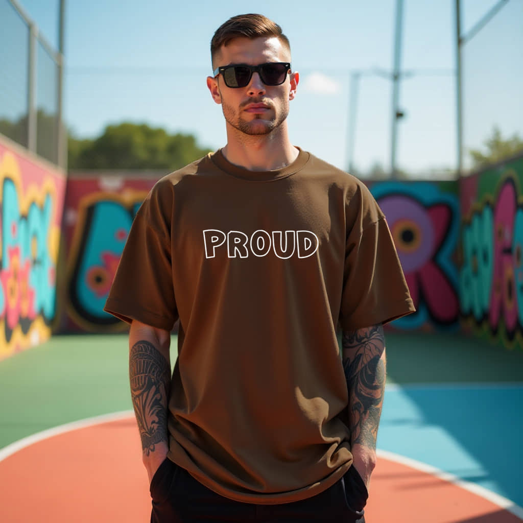 RodZen Cotton Blend Oversized Fit Printed Half Sleeves Men's Round T-Shirt - Brown ( Pack of 1 )