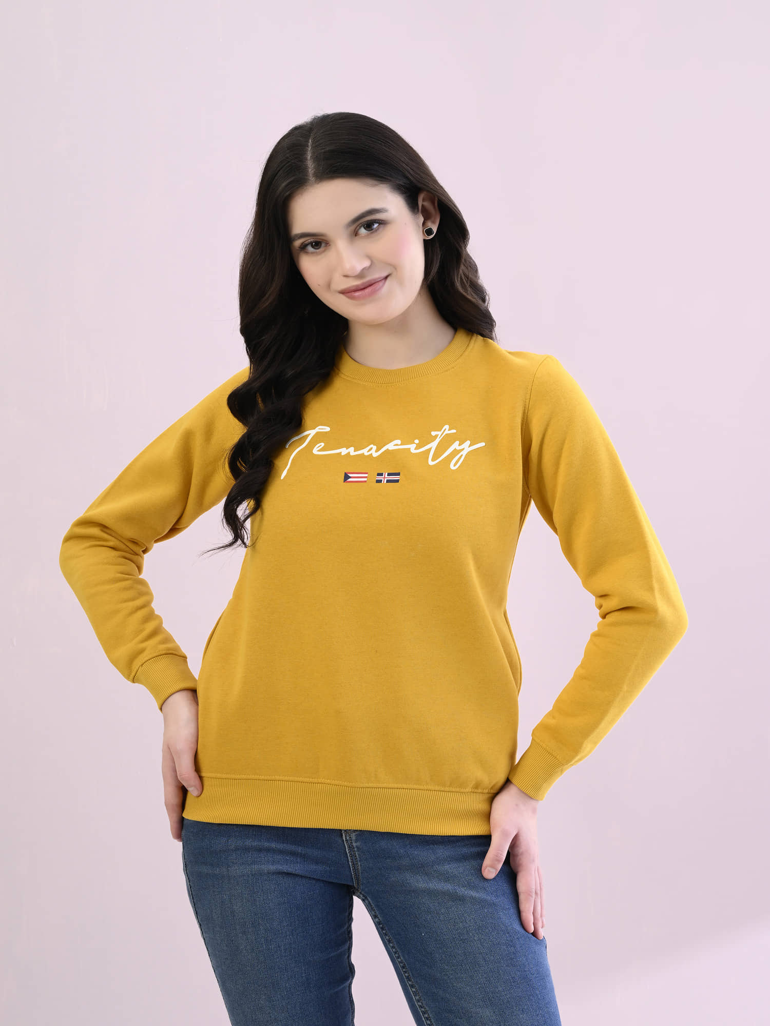 IndiWeaves Fleece Women's Non Hooded Sweatshirt Green