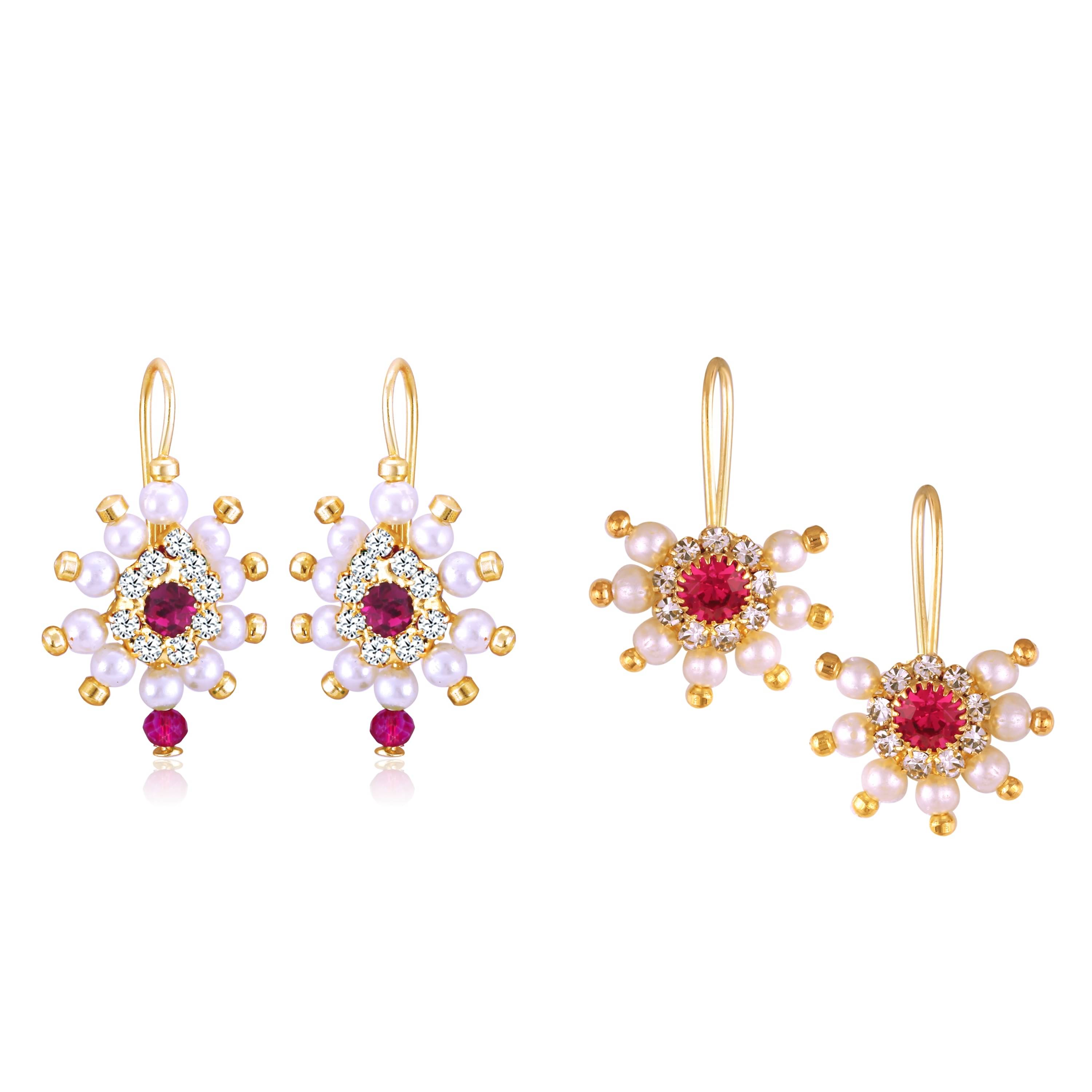     			VIVASTRI Pink Drop Earrings ( Pack of 2 )