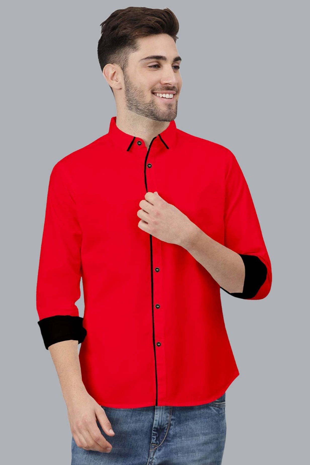     			VTEXX Cotton Blend Regular Fit Solids Full Sleeves Men's Casual Shirt - Red ( Pack of 1 )