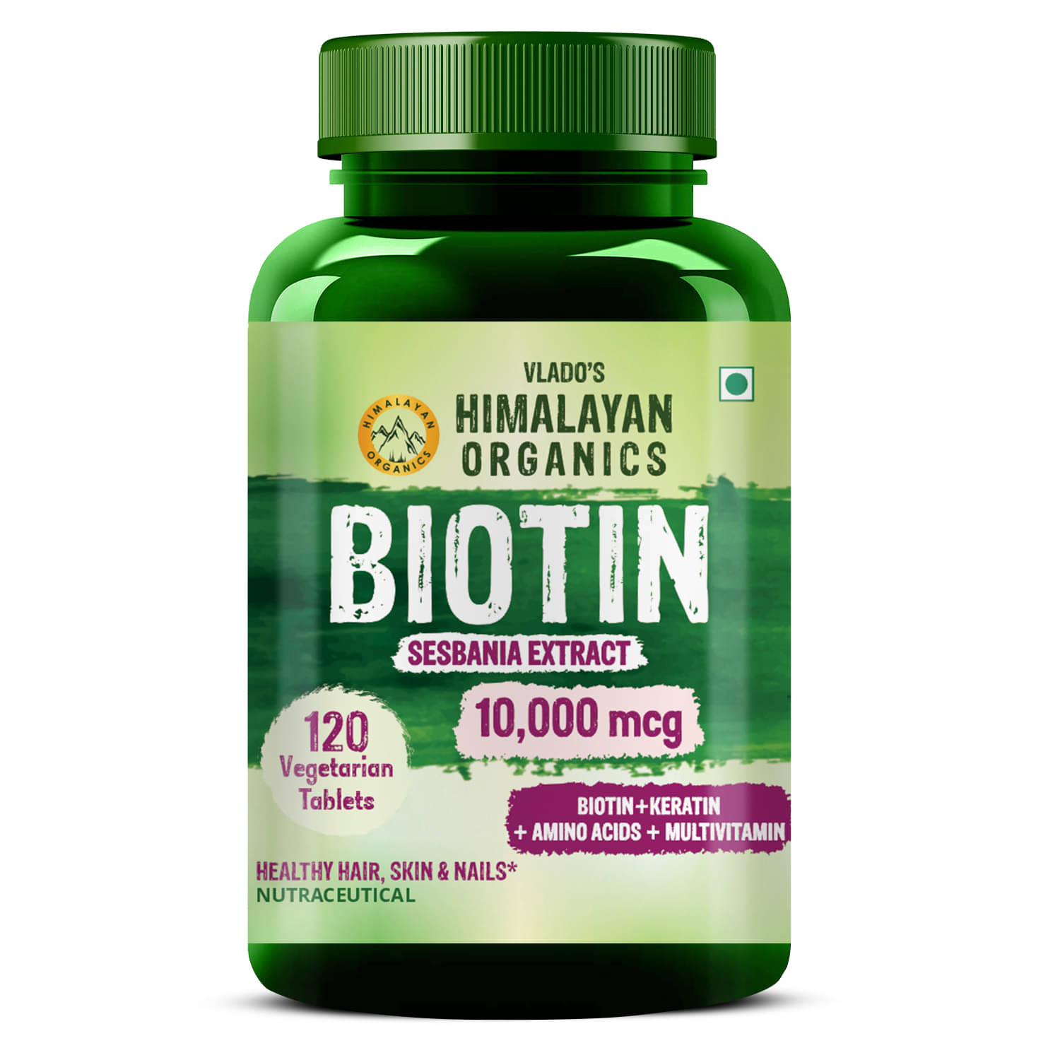 Vlado's Himalayan Organic Biotin 10000 MCG with Keratin, Amino Acids & Multivitamin 120 Veg Tab Vlado's Himalayan Organic Biotin 10000 MCG with Keratin, Amino Acids & Multivitamin 120 Veg Tab