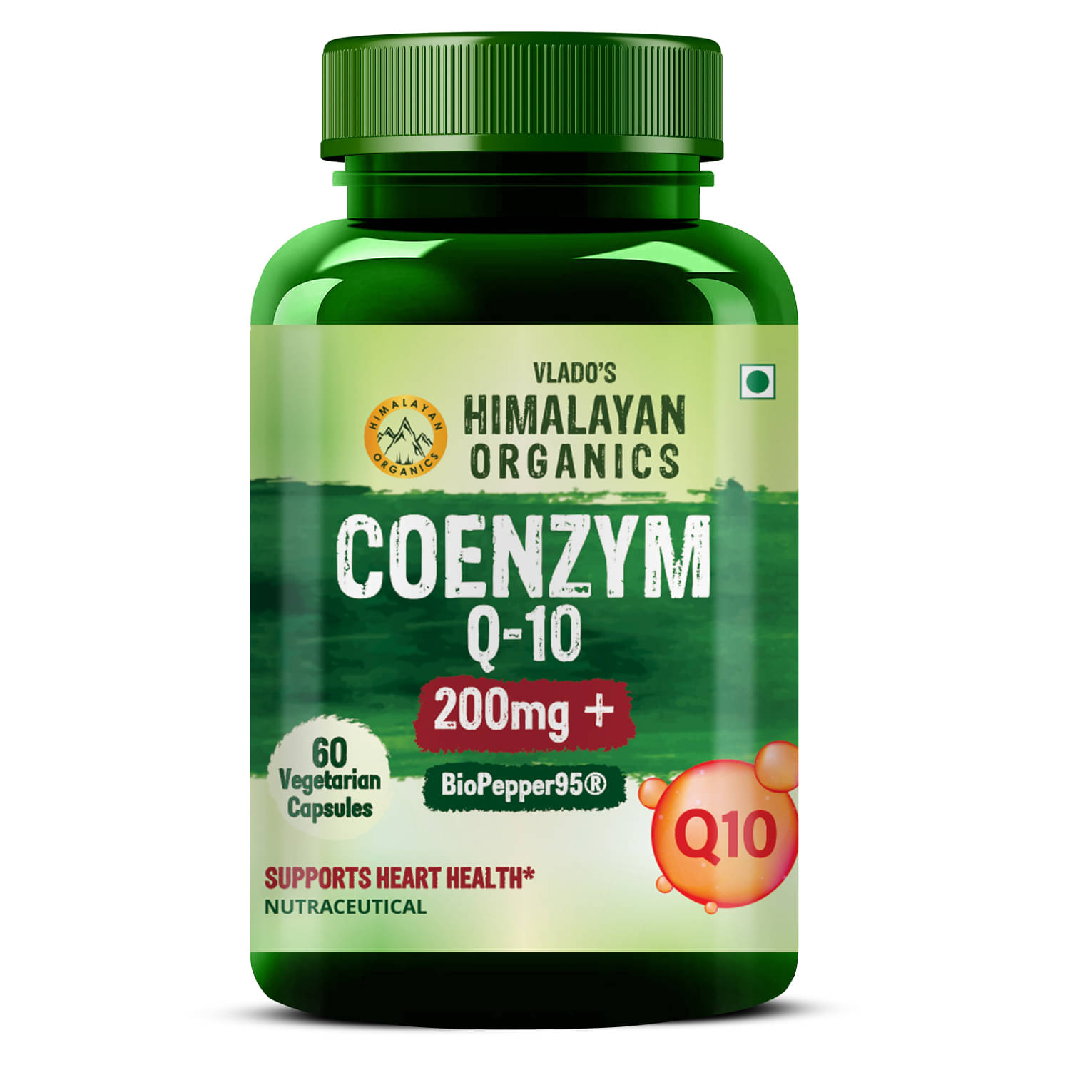 Vlado's Himalayan Organics COENZYME Q-10 200mg With BioPepper - 5mg Supplement 60No.s Vlado's Himalayan Organics COENZYME Q-10 200mg With BioPepper - 5mg Supplement 60No.s