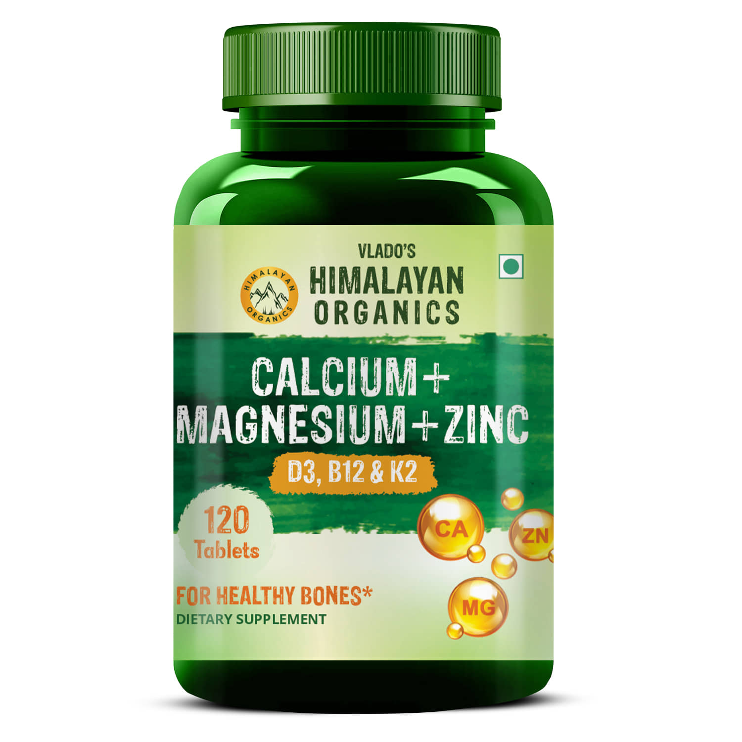 Vlado's Himalayan Organics Calcium Magnesium Zinc Vitamin D3 & B12- 120 No.s