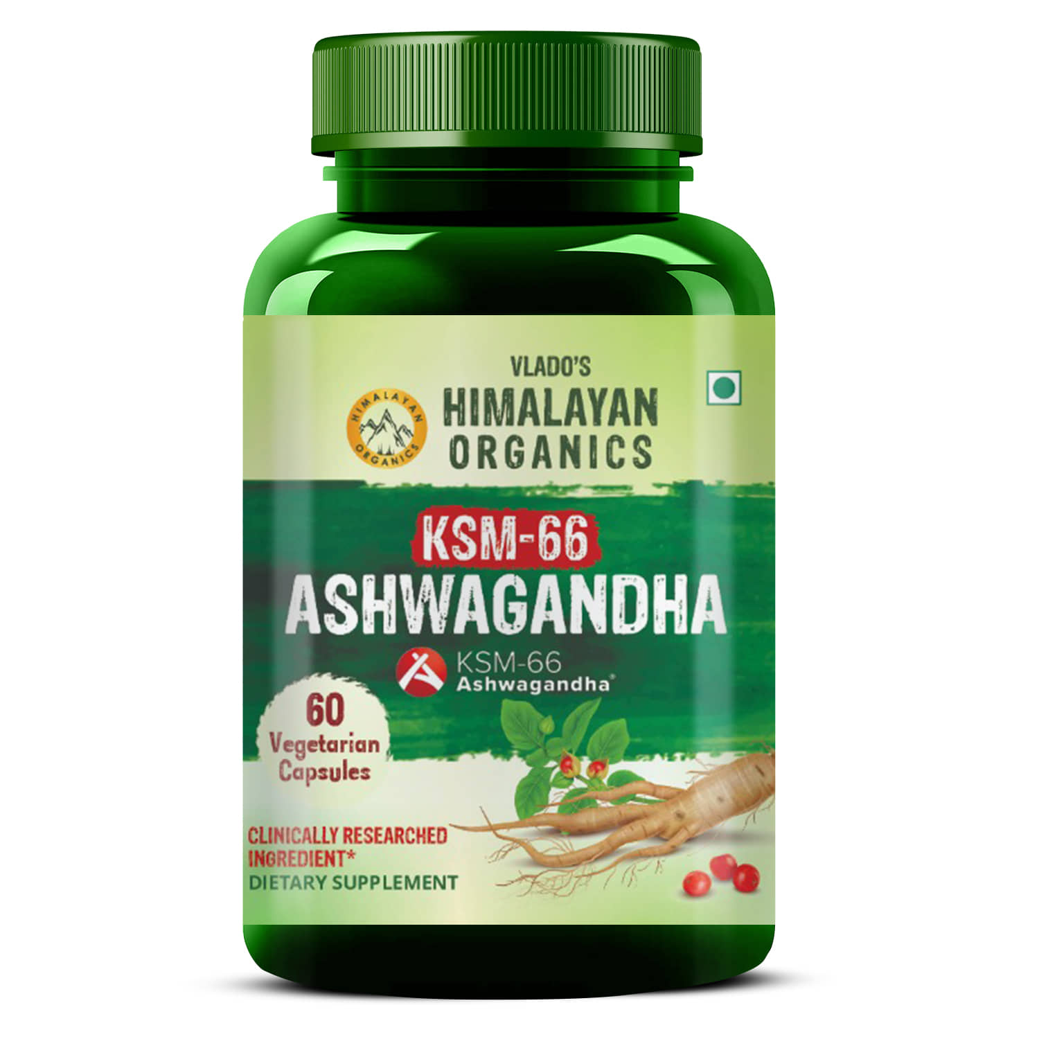 Vlado's Himalayan Organics KSM -66 Ashwagandha Capusle for Energy, Strength, Stamina 60No.s