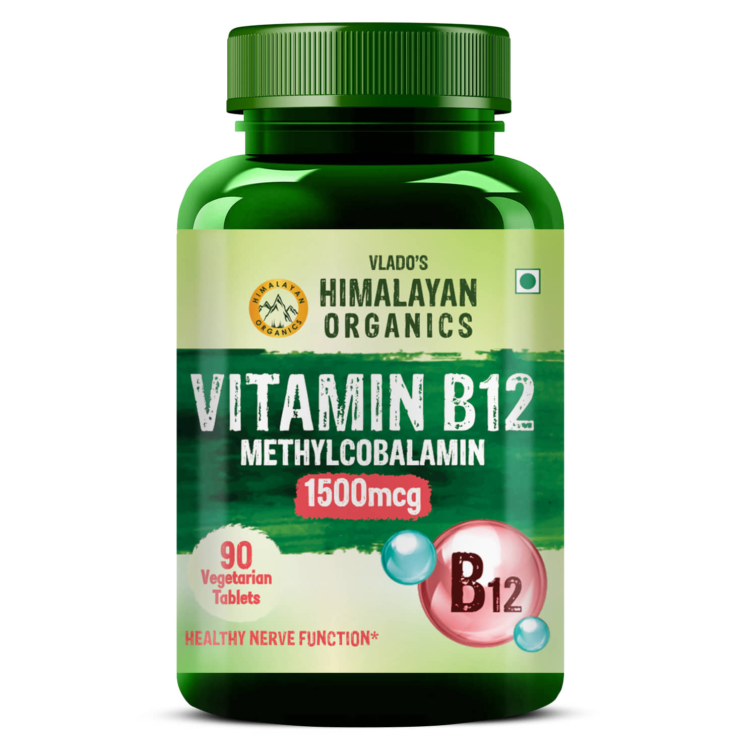 Vlado's Himalayan Organics Methyl cobalamin Vitamin B12 1500mcg Supplement 90 No.s