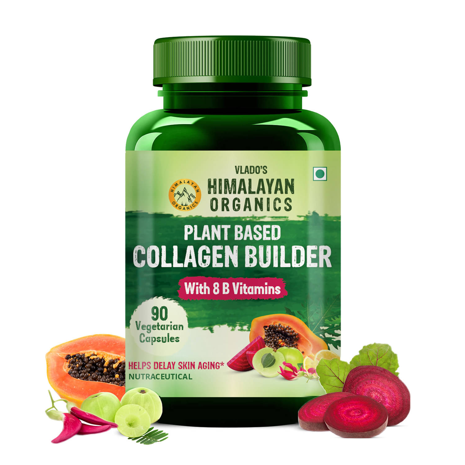     			Vlado's Himalayan Organics Plant Based Collagen Builder for Hair and Skin with Biotin 90No.s