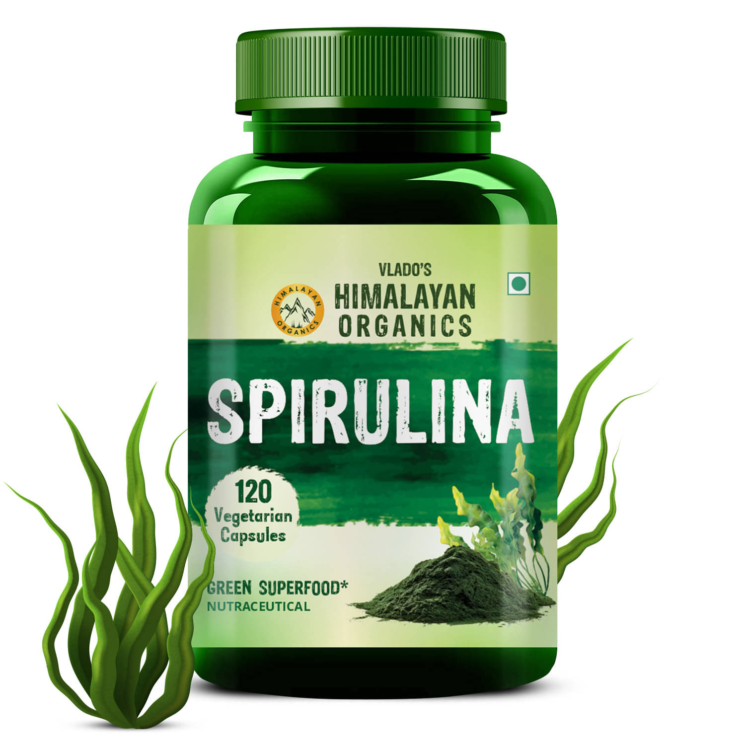 Vlado's Himalayan Organics Spirulina - 2000mg - 120 No.s Vlado's Himalayan Organics Spirulina - 2000mg - 120 No.s