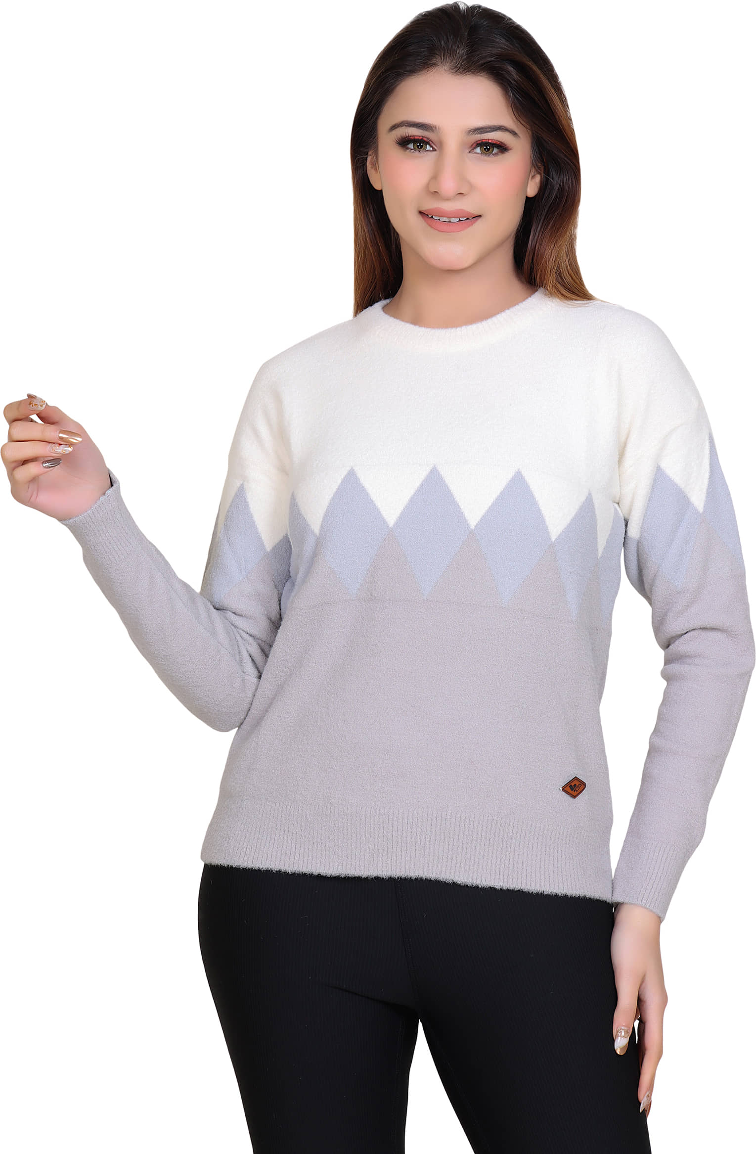 Worian Nylon Round Neck Women's Pullovers - Multicolor 2 ( )