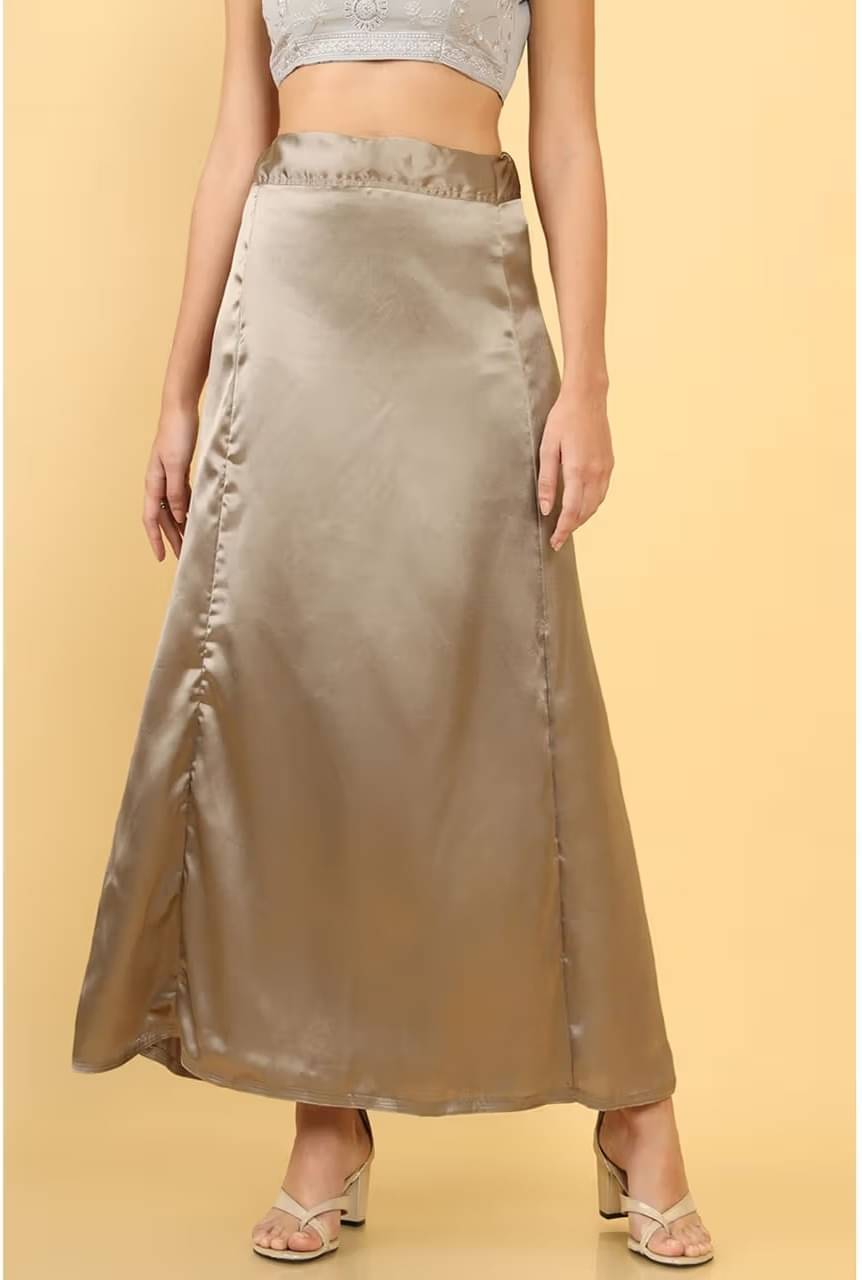     			kinu Brown Satin Petticoat - Single