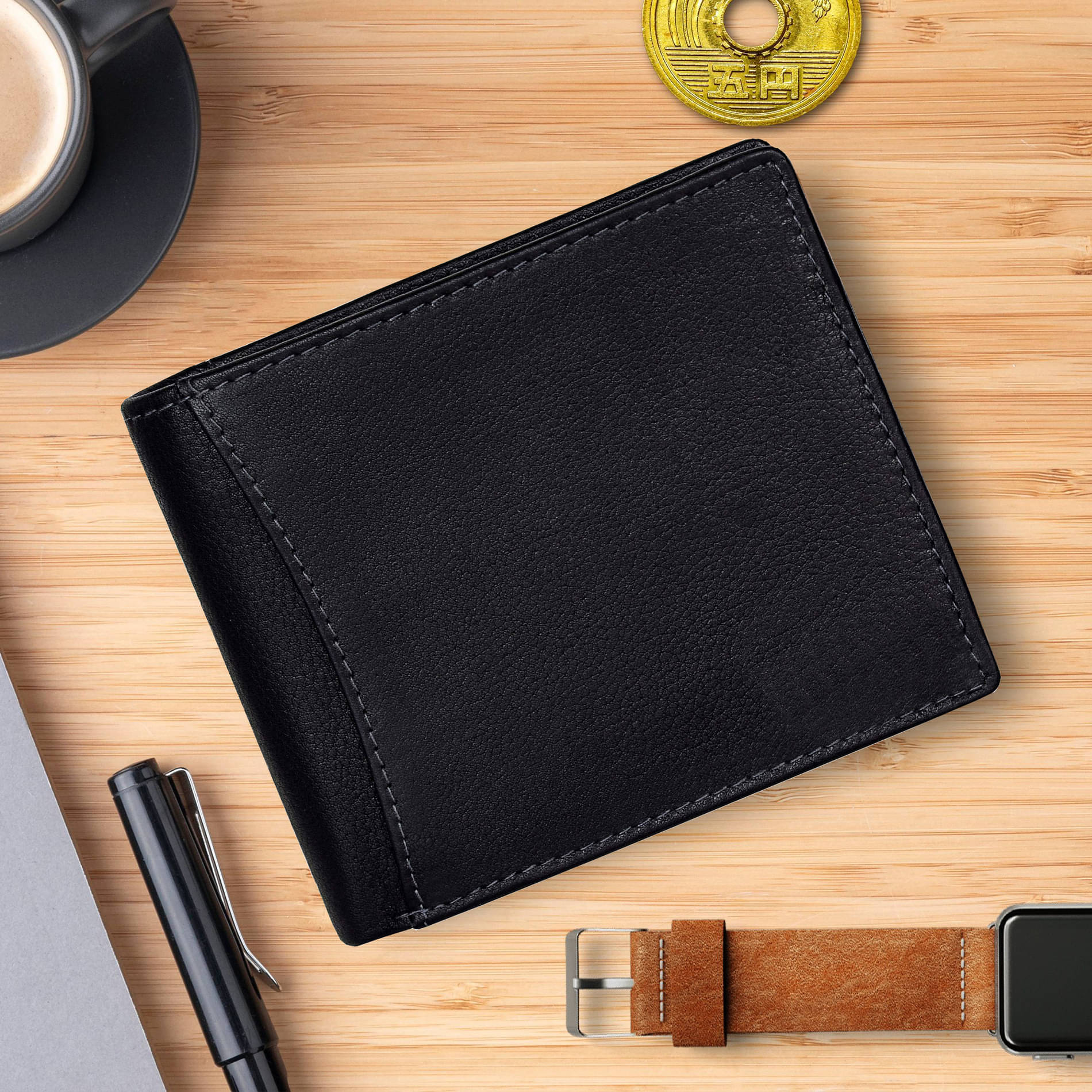 AM Leather Black 100% Leather Men's RFID Wallet,Regular Wallet,Coin Pouch ( Pack of 1 ) AM Leather Black 100% Leather Men's RFID Wallet,Regular Wallet,Coin Pouch ( Pack of 1 )