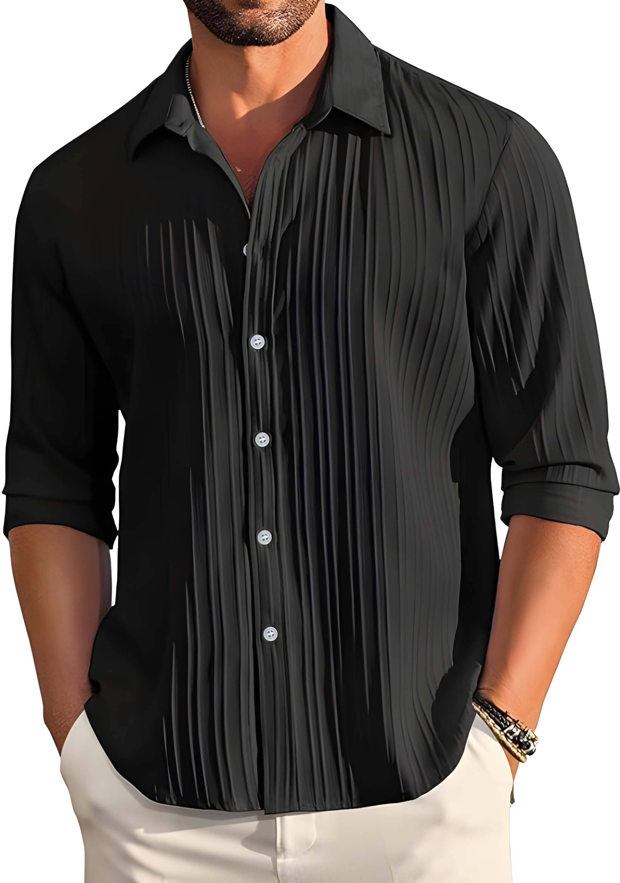 Bluedove Poly Cotton Regular Fit Solids Full Sleeves Men's Casual Shirt - Black ( Pack of 1 )