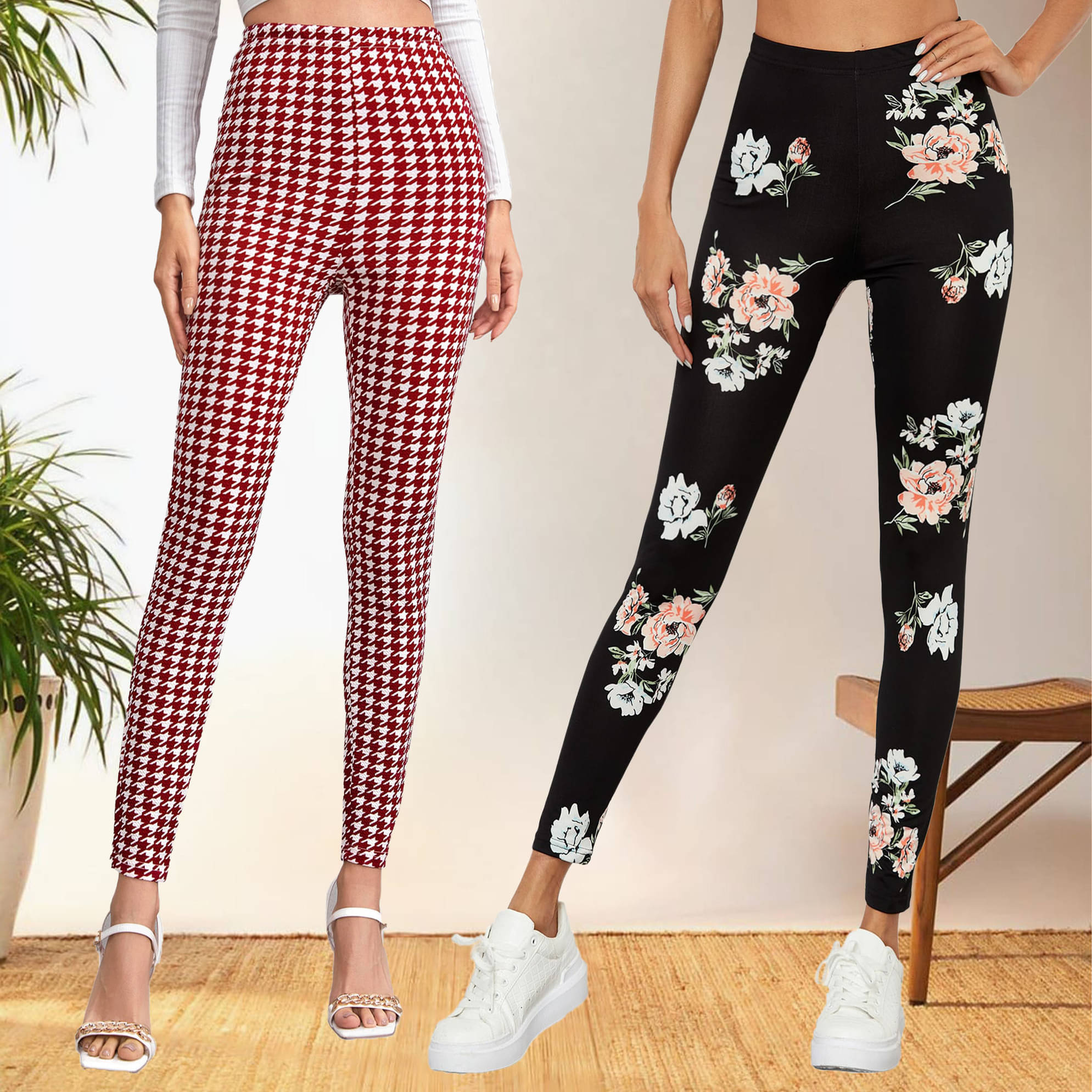     			DTR FASHION - Cotton Blend Regular Fit Multicolor Women's Jeggings ( Pack of 2 )