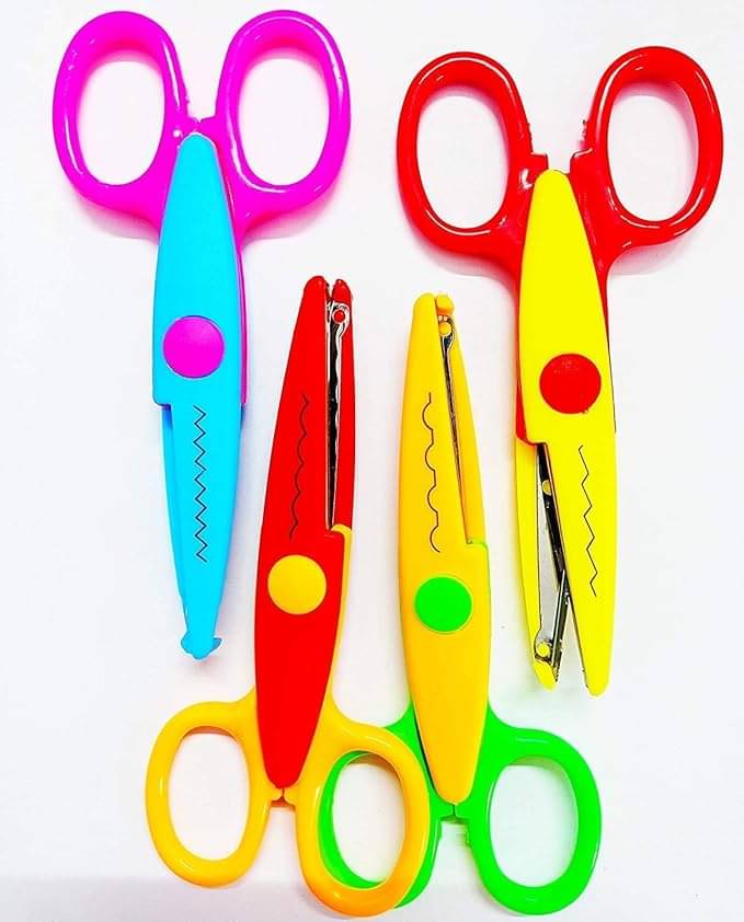     			Eclet Designer Shape Cutter Scissor Pack of 4 Different Design, Zig Zag Scissor for DIY Craft Work, Project Work, Border Making and Scrapbooking, Multicolor, Designer Shape Scissor Pack of 4