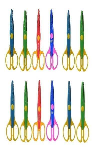     			Freedy Designer Shape Cutter Scissor Pack of 12 Different Design, Zig Zag Scissor for DIY Craft Work, Project Work, Border Making and Scrapbooking, Multicolor, Designer Shape Scissor Pack of 12