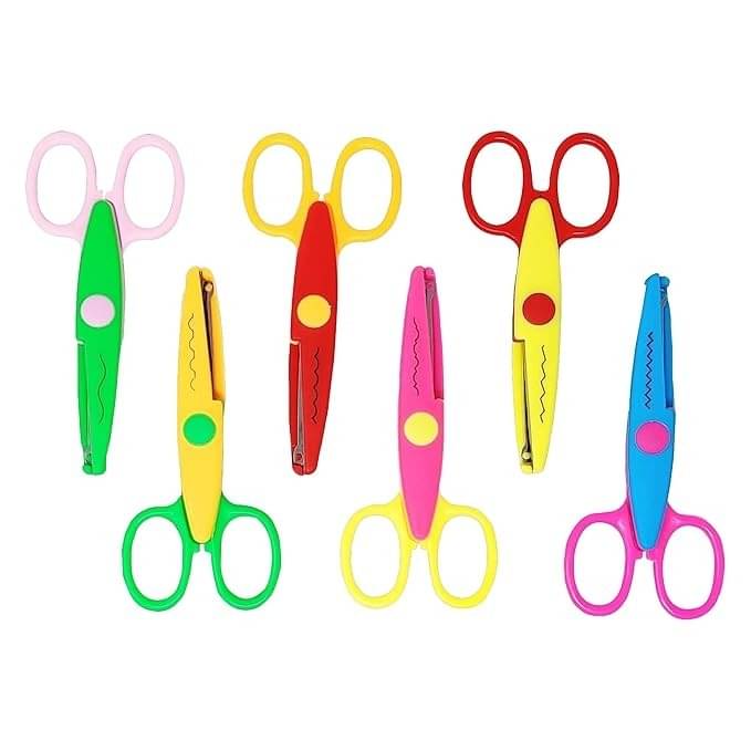     			Freedy Designer Shape Cutter Scissor Pack of 6 Different Design, Zig Zag Scissor for DIY Craft Work, Project Work, Border Making and Scrapbooking, Multicolor, Designer Shape Scissor Pack of 6(bb)