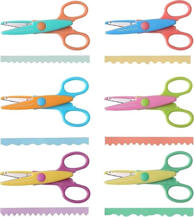     			Freedy Designer Shape Cutter Scissor Pack of 6 Different Design, Zig Zag Scissor for DIY Craft Work, Project Work, Border Making and Scrapbooking, Multicolor, Designer Shape Scissor Pack of 6(aa)
