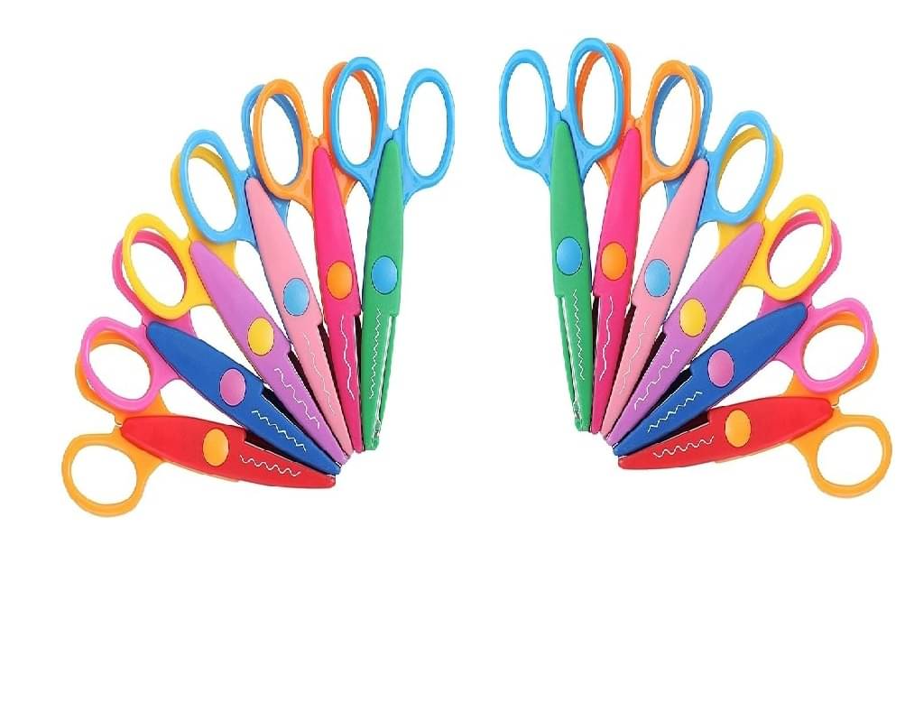     			Freedy Designer Shape Cutter Scissor Pack of 12 Different Design, Zig Zag Scissor for DIY Craft Work, Project Work, Border Making and Scrapbooking, Multicolor, Designer Shape Scissor Pack of 12