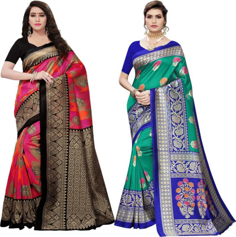 Grubstaker Art Silk Printed Saree With Unstitched Blouse Piece ( Multicolor ) Grubstaker Art Silk Printed Saree With Unstitched Blouse Piece ( Multicolor )