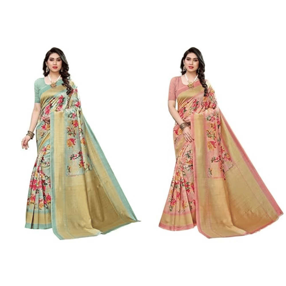 Grubstaker Art Silk Printed Saree With Unstitched Blouse Piece ( Multicolor ) Grubstaker Art Silk Printed Saree With Unstitched Blouse Piece ( Multicolor )