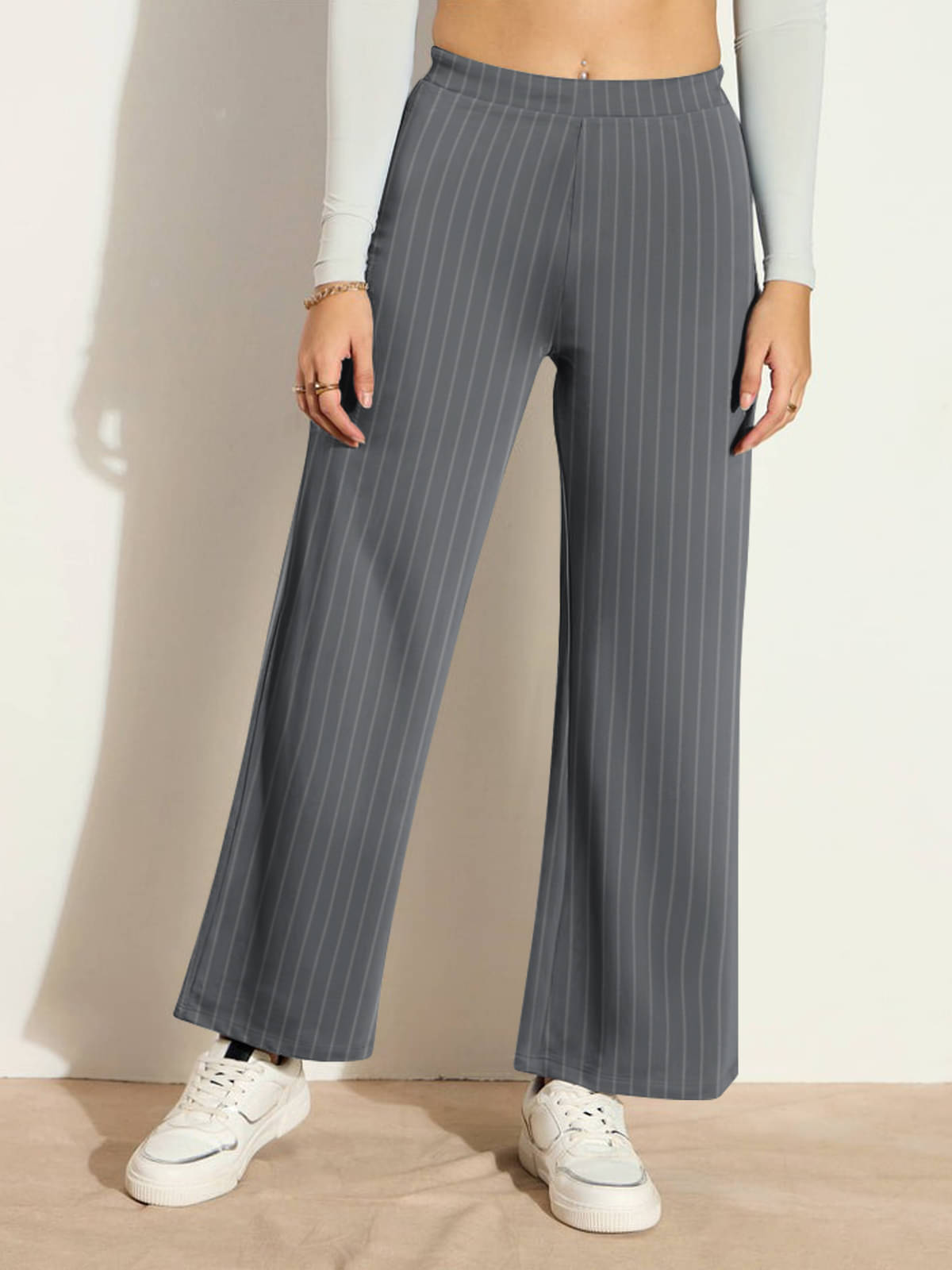     			HELLCAT Pack of 1 Cotton Blend Wide leg Women's Palazzos ( Light Grey )