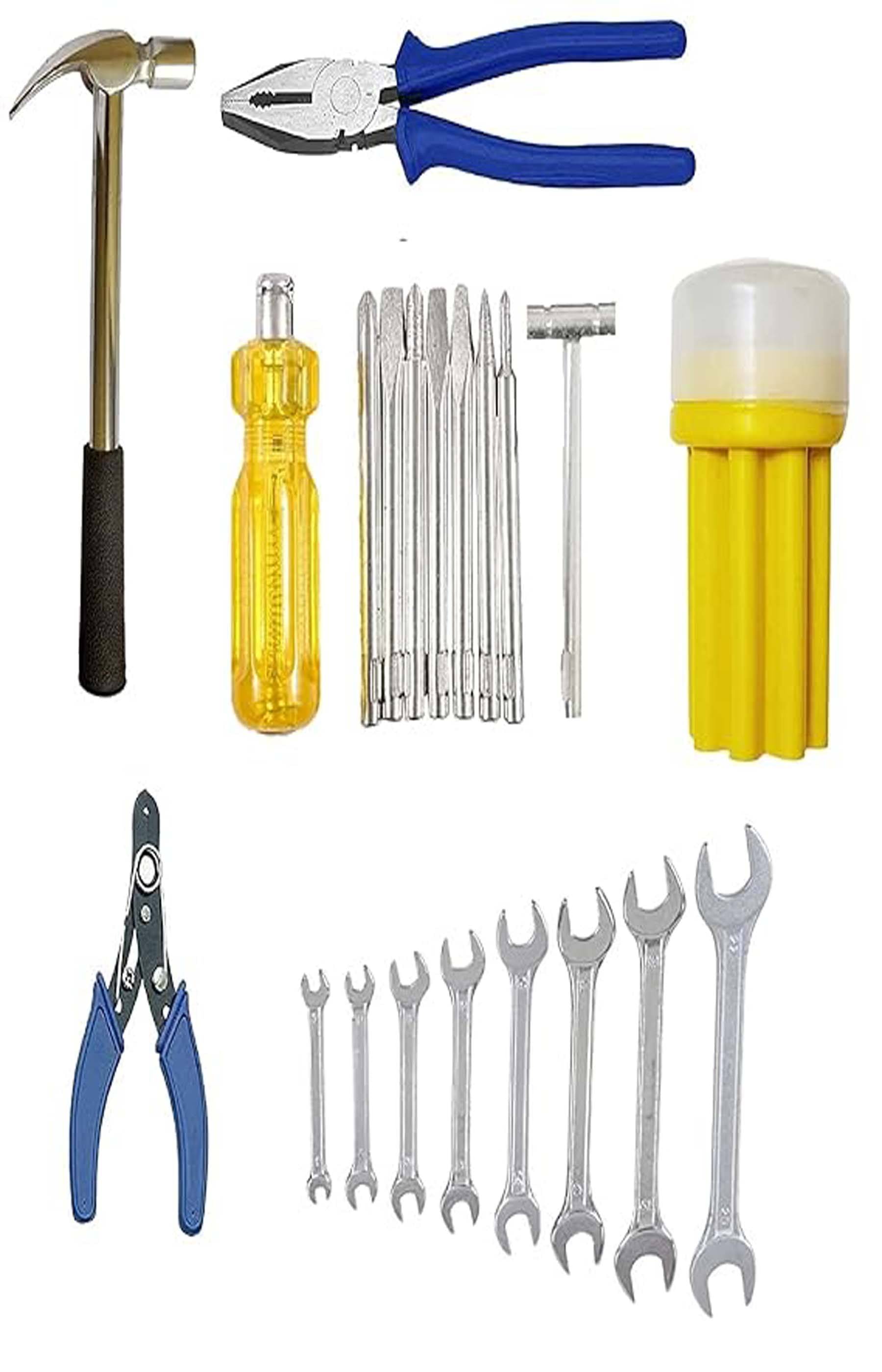     			Hand Tool Kit 11 Pieces With 8 Pieces Screwdriver, Lineman Plier, Hammer & Wire Stripper/Wire Cutter, Industrial, Plumber Hand Tools Set, Tools For Electronic Repair, Hardware Tools For Home Use