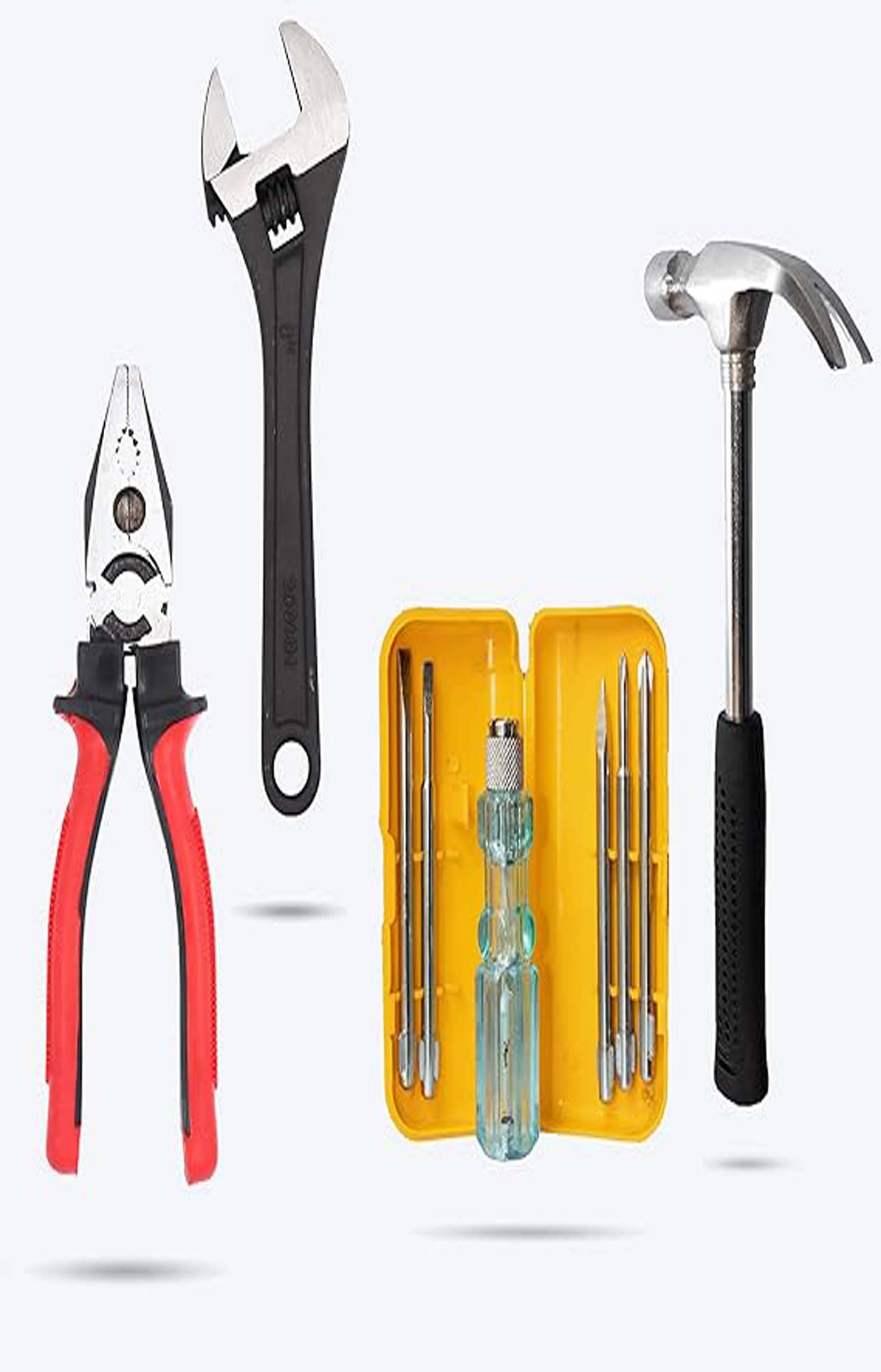     			Hand Tool Kit 11 Pieces With 8 Pieces Screwdriver, Lineman Plier, Hammer & Salai Rinch , Industrial, Plumber Hand Tools Set, Tools For Electronic Repair, Hardware Tools For Home Use