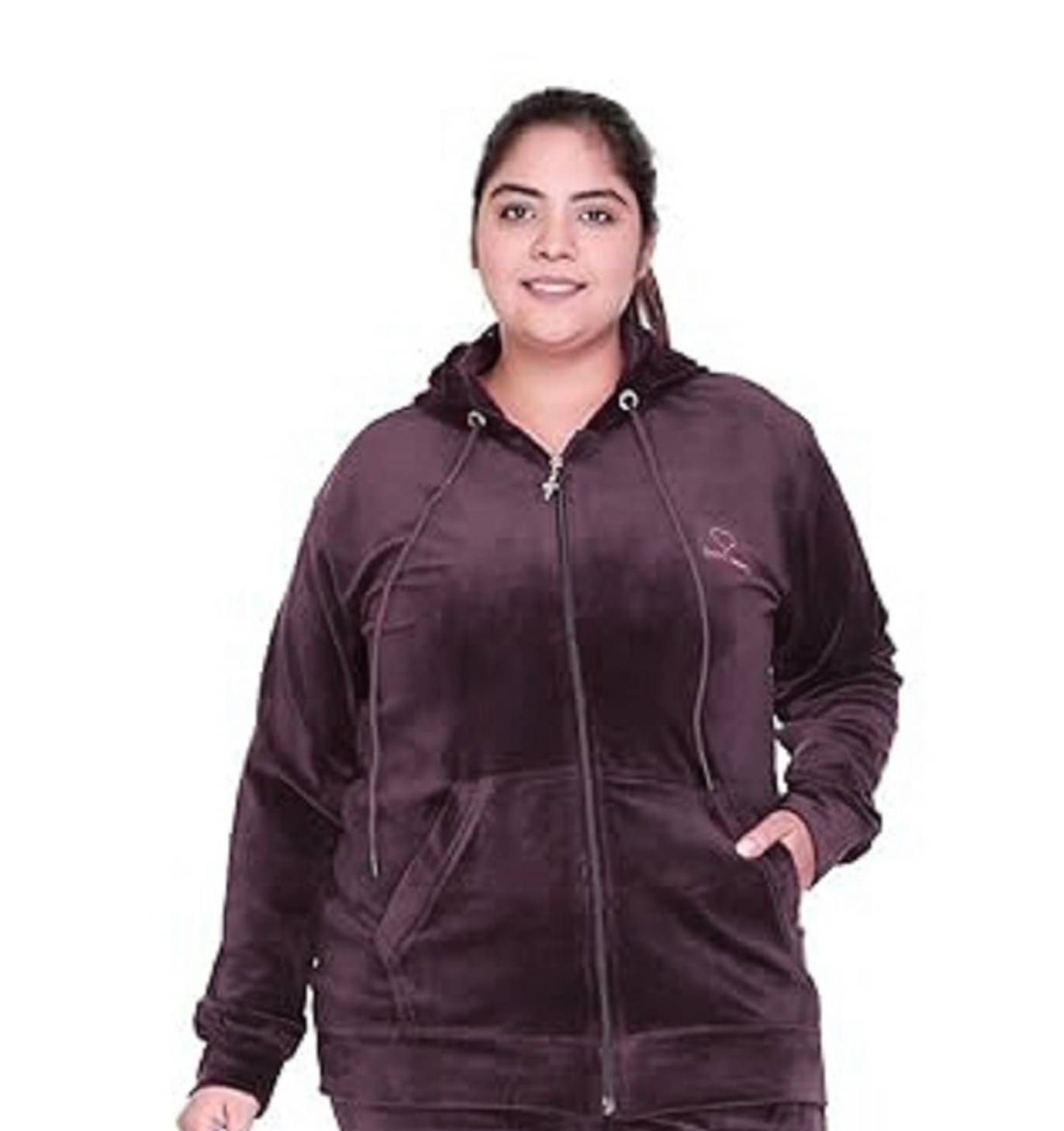     			HeteShe Velvet Women's Hooded Sweatshirt ( Purple )