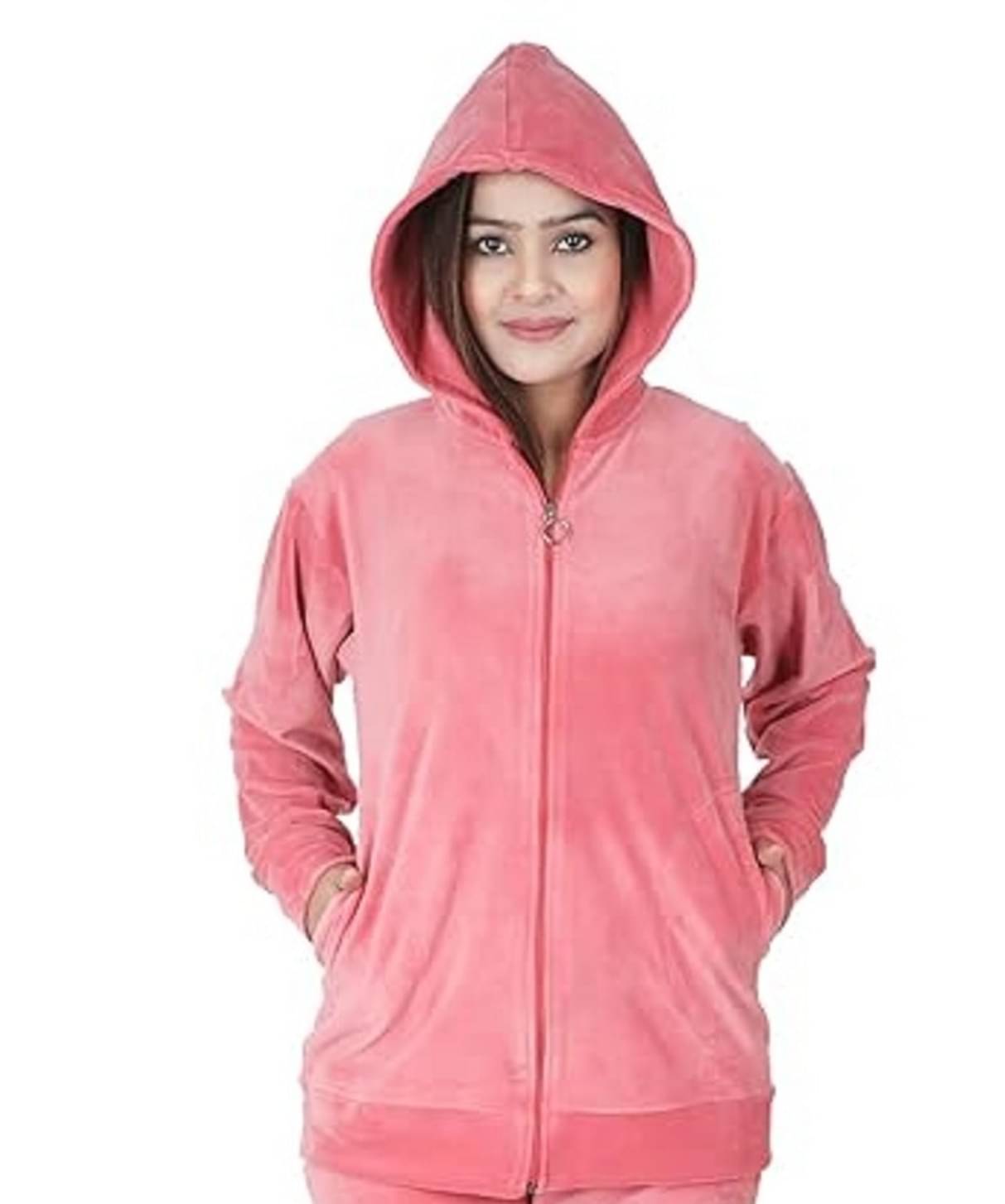     			HeteShe Velvet Women's Hooded Sweatshirt ( Pink )