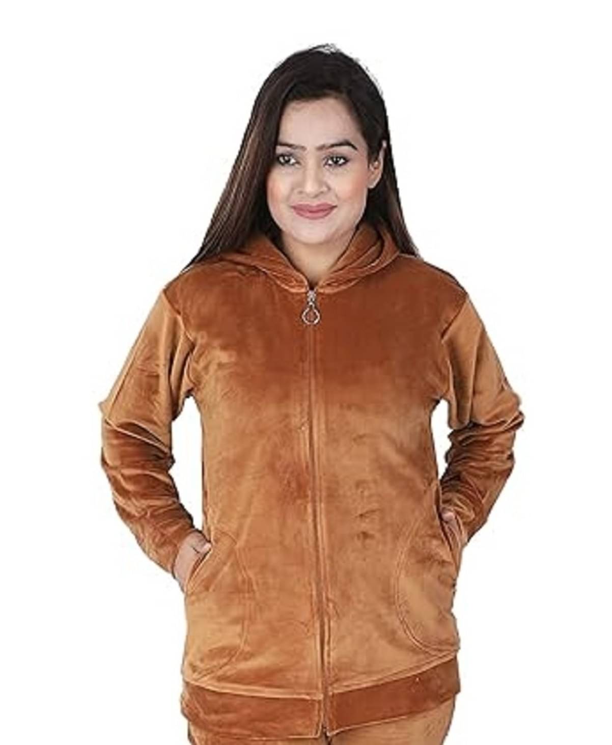     			HeteShe Velvet Women's Hooded Sweatshirt ( Brown )