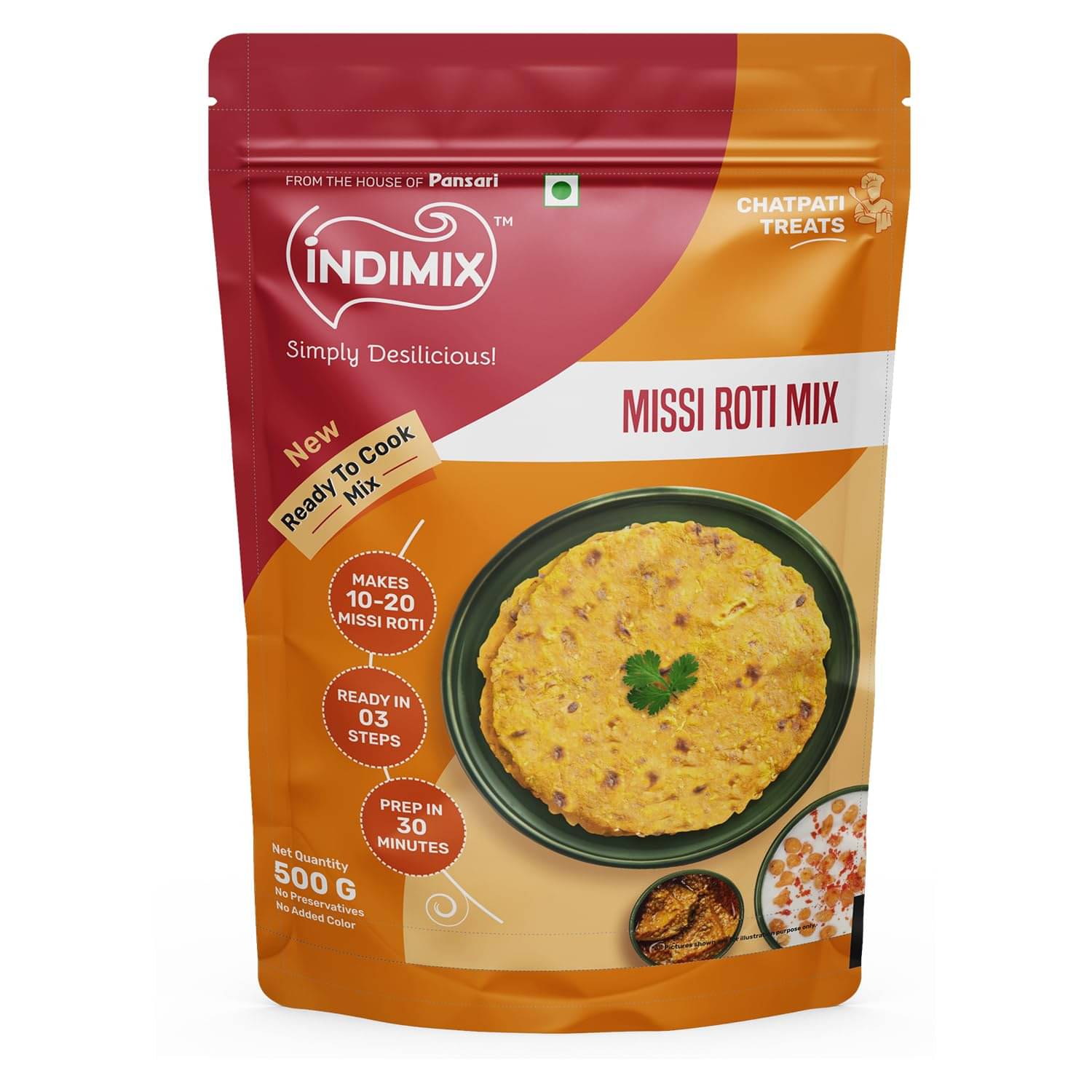     			INDIMIX Ready to Cook Missi Roti 500 gm