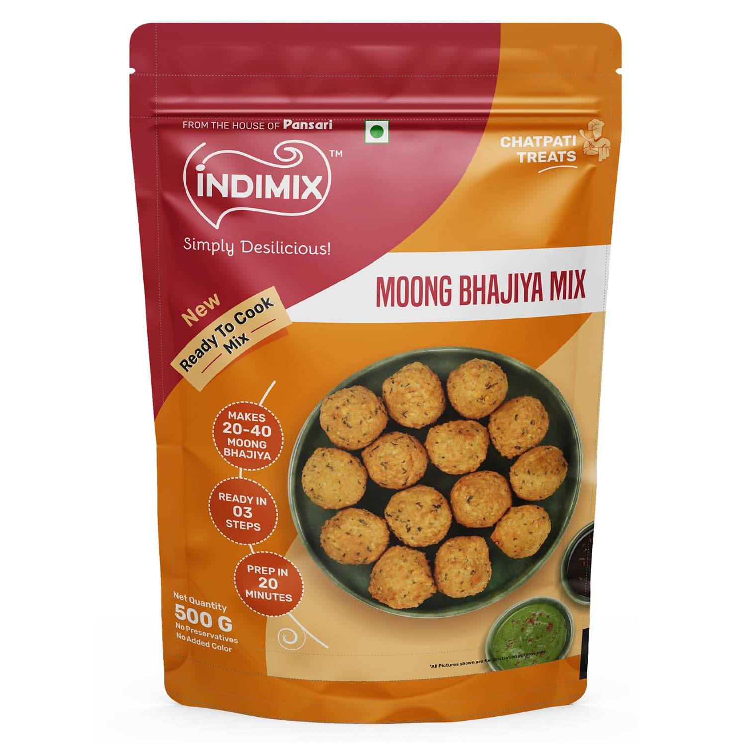     			INDIMIX Ready-Cook Moong Bhajiya 500 gm