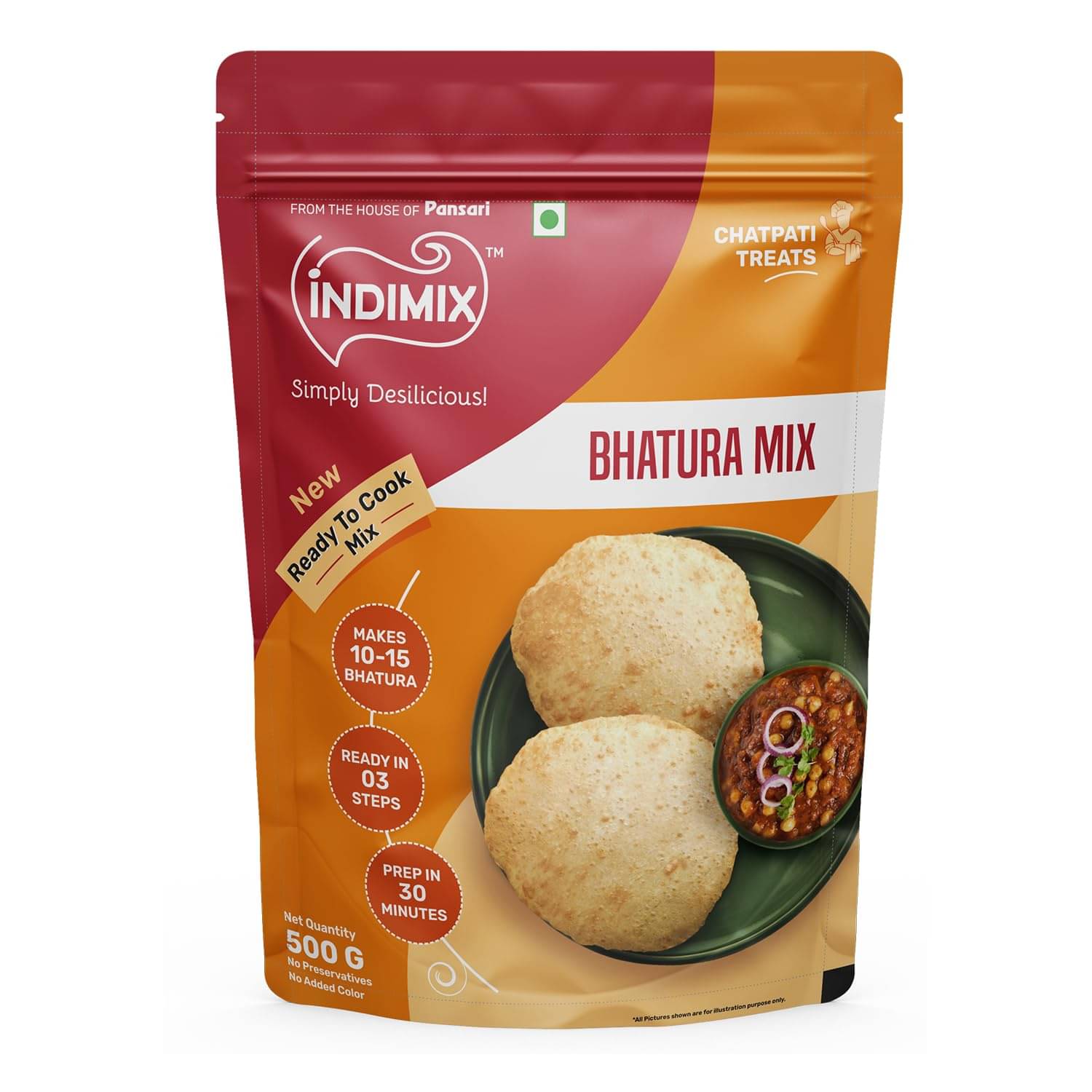     			INDIMIX  Ready To Cook Bhatura  500 gm