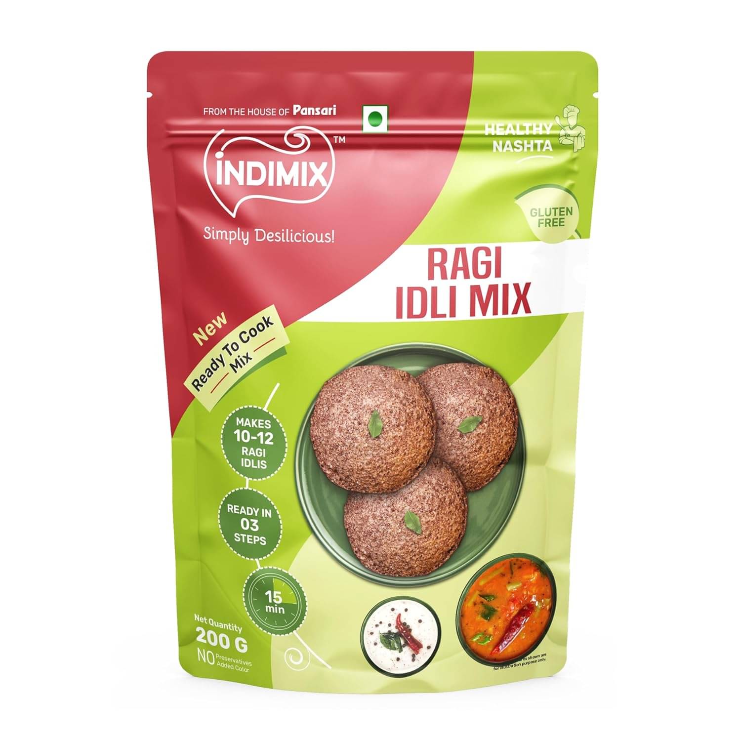 INDIMIX Ready To Cook Ragi Idli 200 gm INDIMIX Ready To Cook Ragi Idli 200 gm