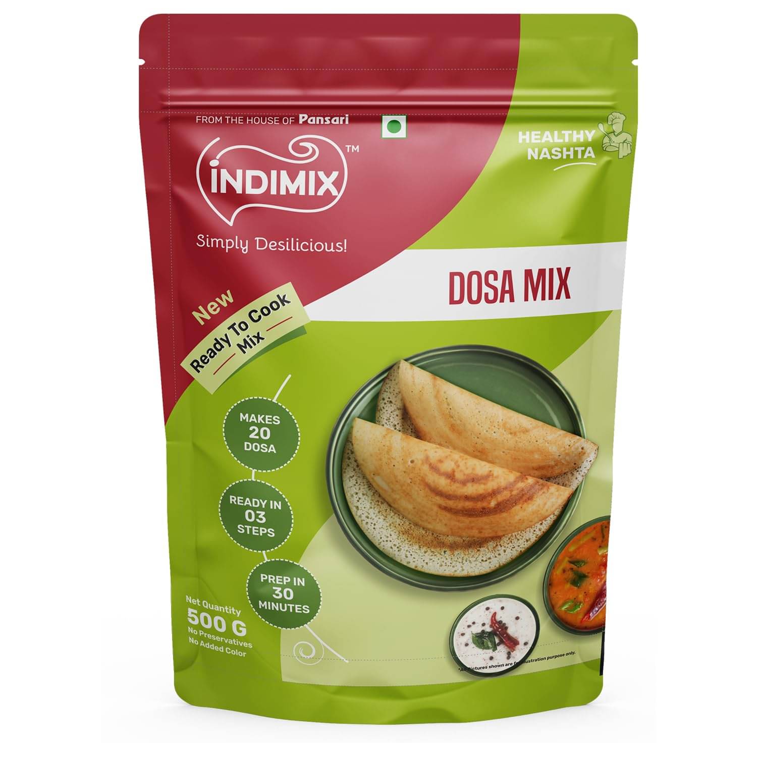 INDIMIX Ready To Cook Rice Dosa 500 gm INDIMIX Ready To Cook Rice Dosa 500 gm