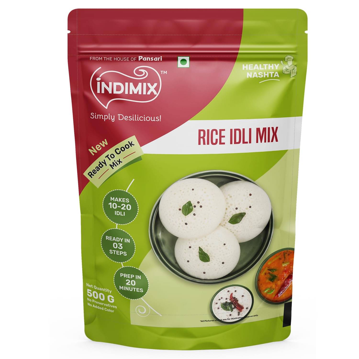 INDIMIX Ready To Cook Rice Idli 500 gm INDIMIX Ready To Cook Rice Idli 500 gm