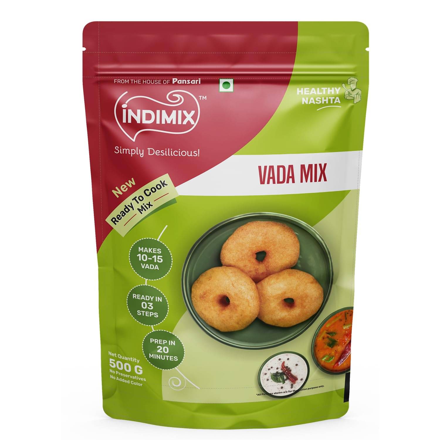     			INDIMIX  Ready To Cook Vada  500 gm
