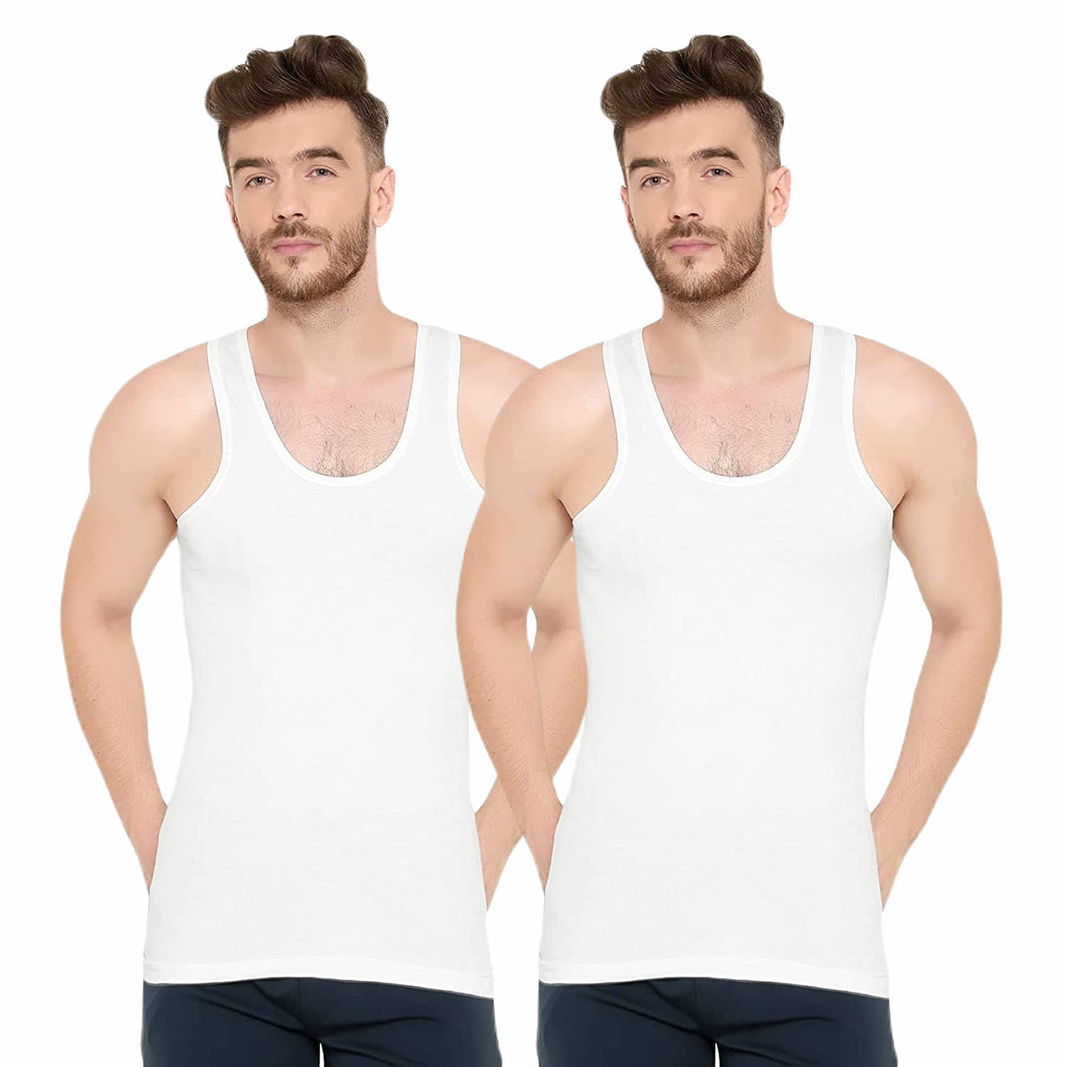     			INNERO Pack of 2 Cotton Basic Vest For Men ( White )