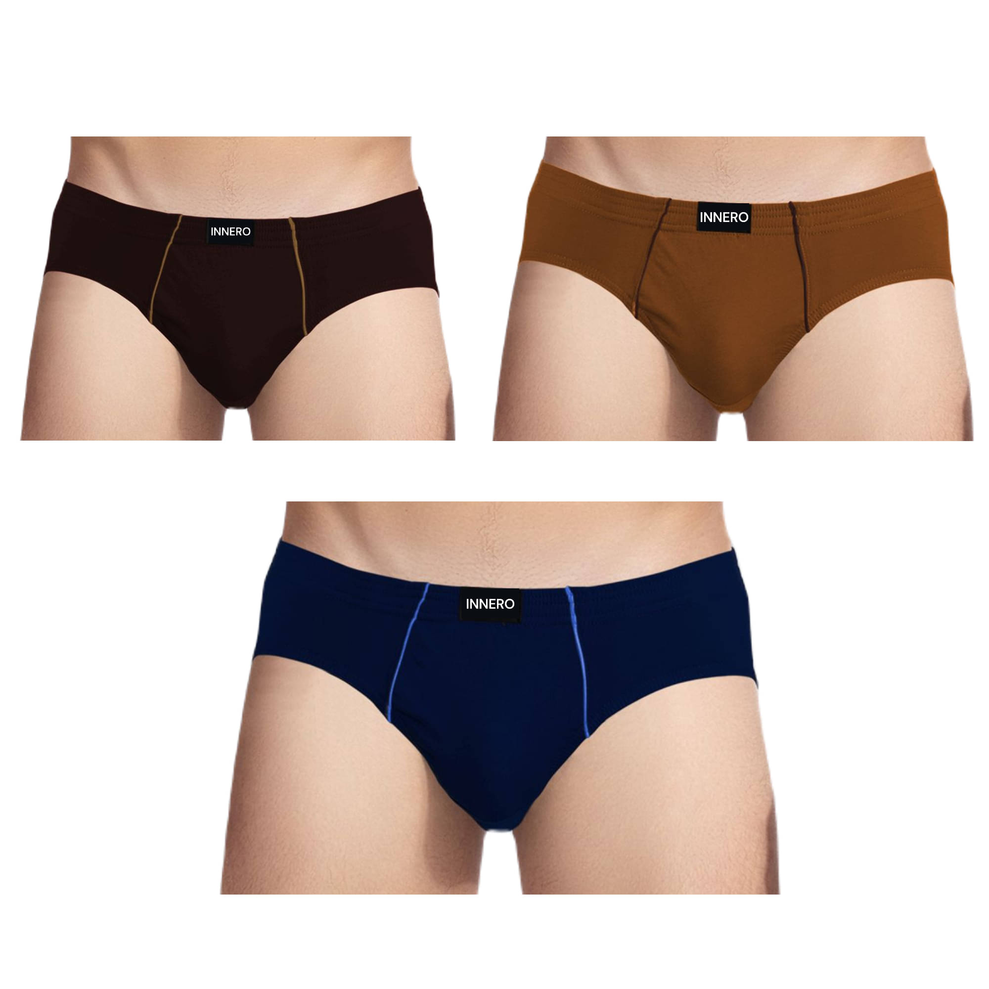 INNERO Pack of 3 Cotton Briefs For Men's ( Multicolor ) INNERO Pack of 3 Cotton Briefs For Men's ( Multicolor )