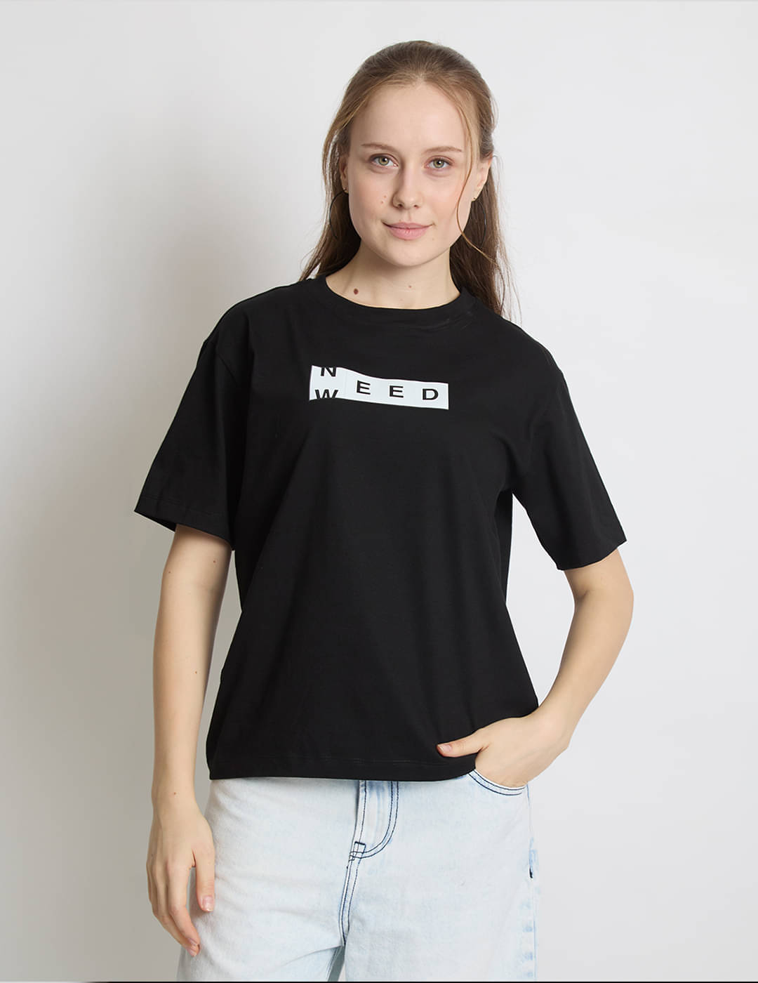     			IVOC Women Cotton Printed Regular Fit Round Neck T-Shirt ( Black )
