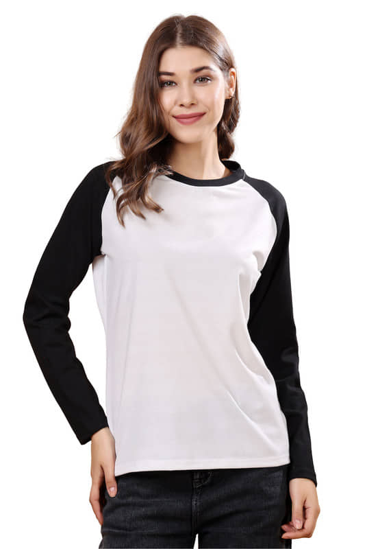 LONDON HILLS Women Cotton Blend Colorblock Regular Fit Round Neck T-Shirt ( Black )