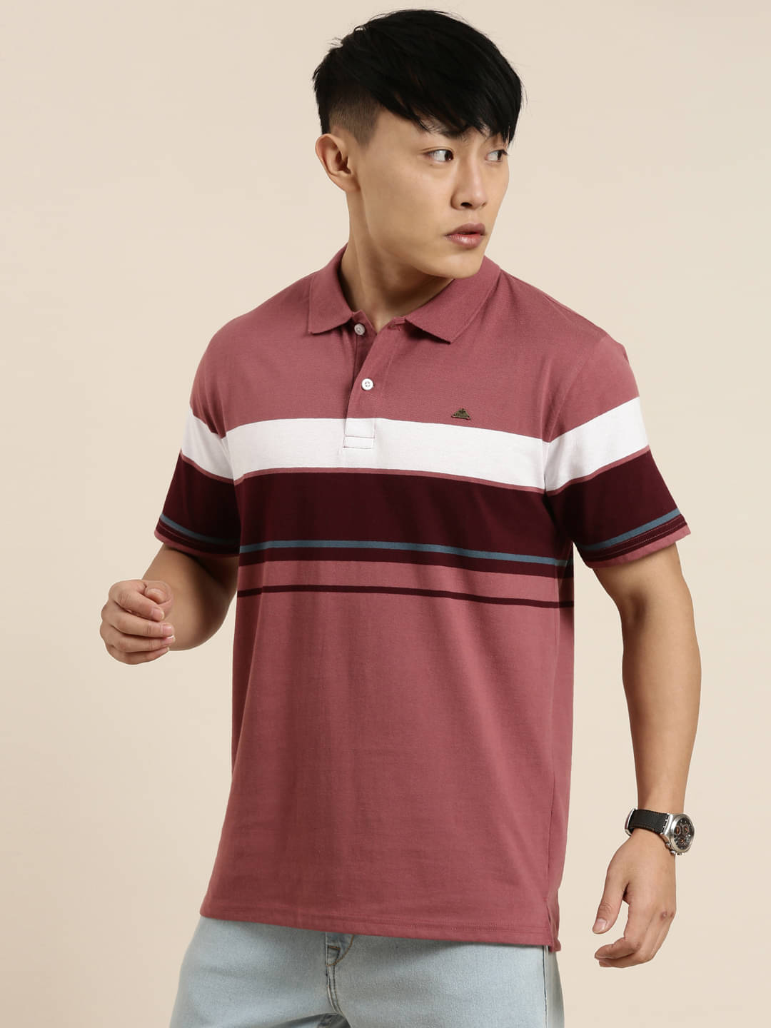     			Lucky Roger Pack of 1 Cotton Regular Fit Striped Half Sleeves Men's Polo T Shirt ( Multicolor )