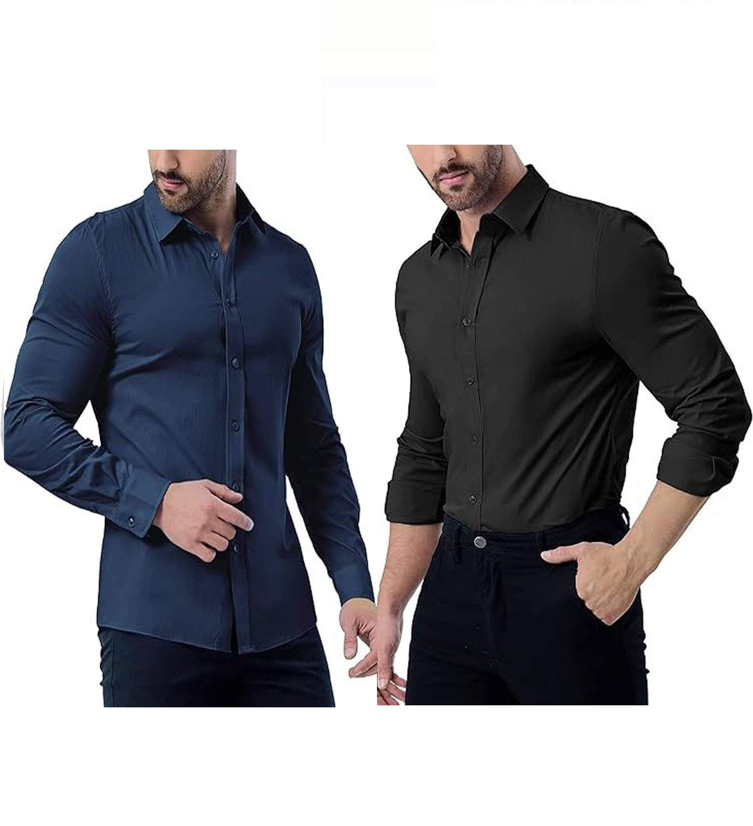     			MACGROW Poly Cotton Slim Fit Self Design Full Sleeves Men's Casual Shirt - Black ( Pack of 2 )