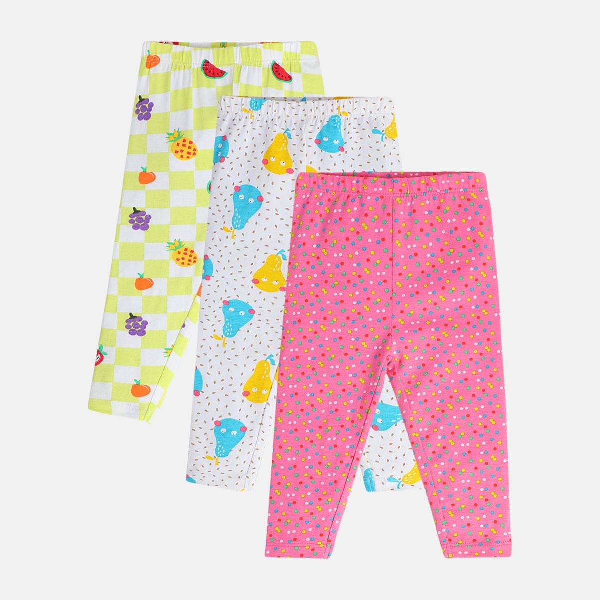     			MINI KLUB Pack of 3 Baby Girls Cotton Legging ( Multicolor )