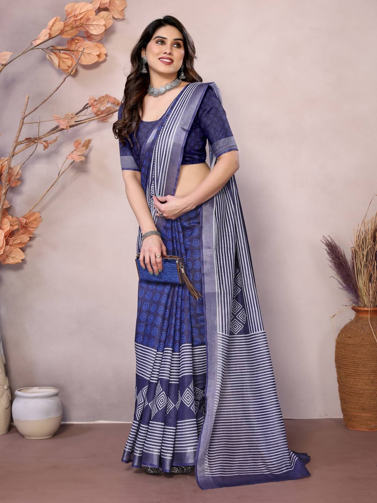 NightBlue Linen Self Design Saree With Unstitched Blouse Piece ( Blue ) NightBlue Linen Self Design Saree With Unstitched Blouse Piece ( Blue )