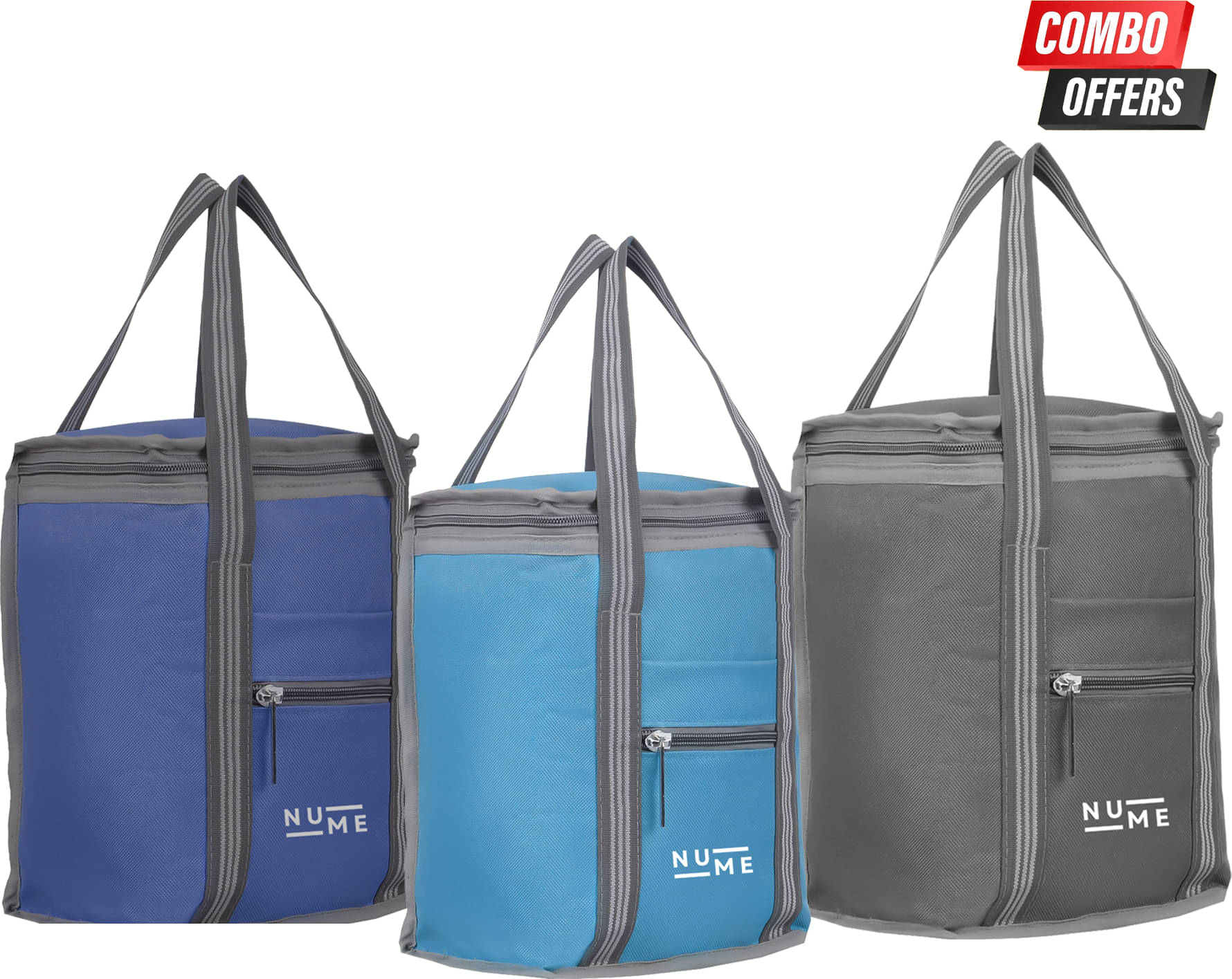     			NuMe Multi Color Polyester Lunch Bag Pack of 3