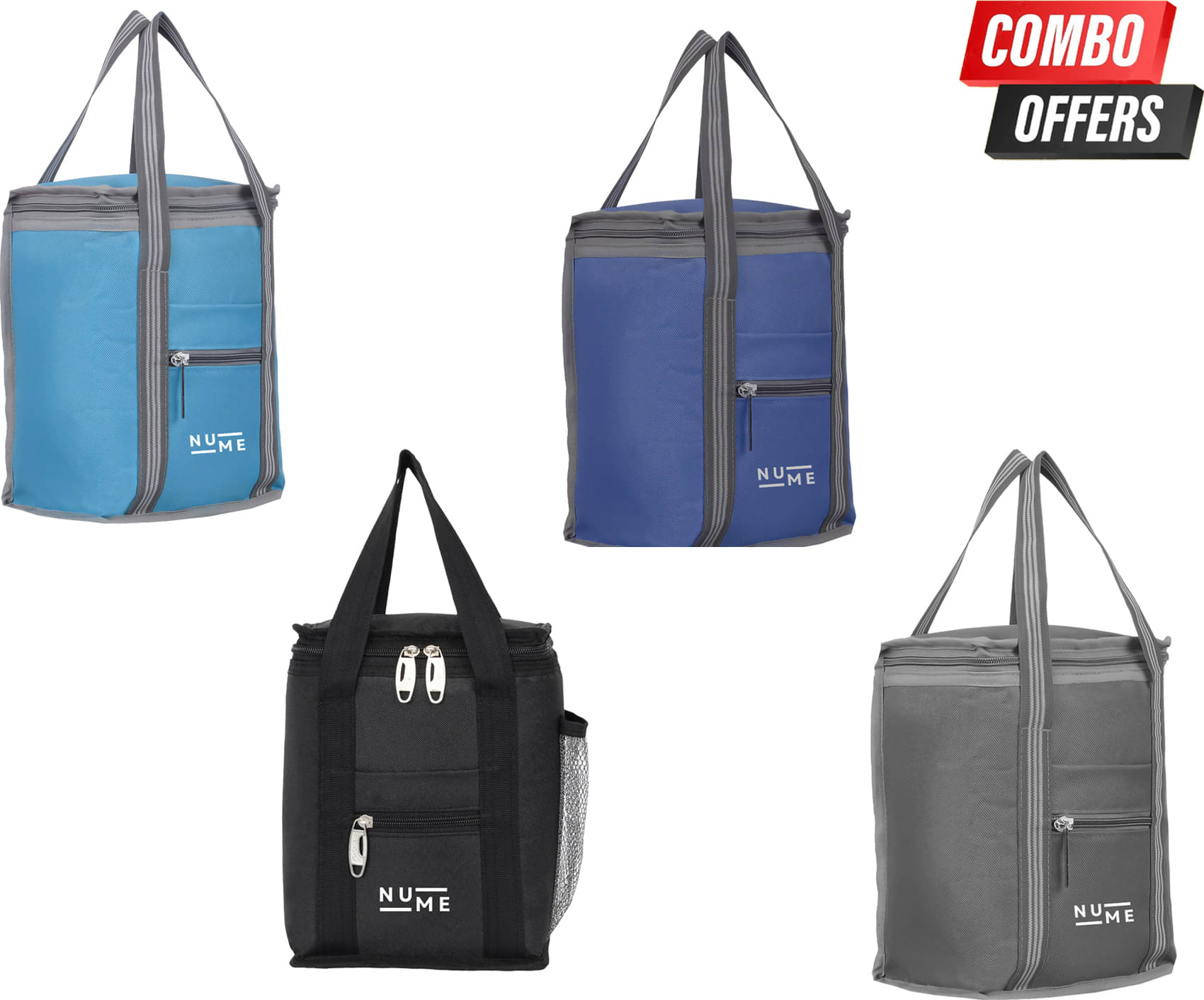     			NuMe Multi Color Polyester Lunch Bag Pack of 4