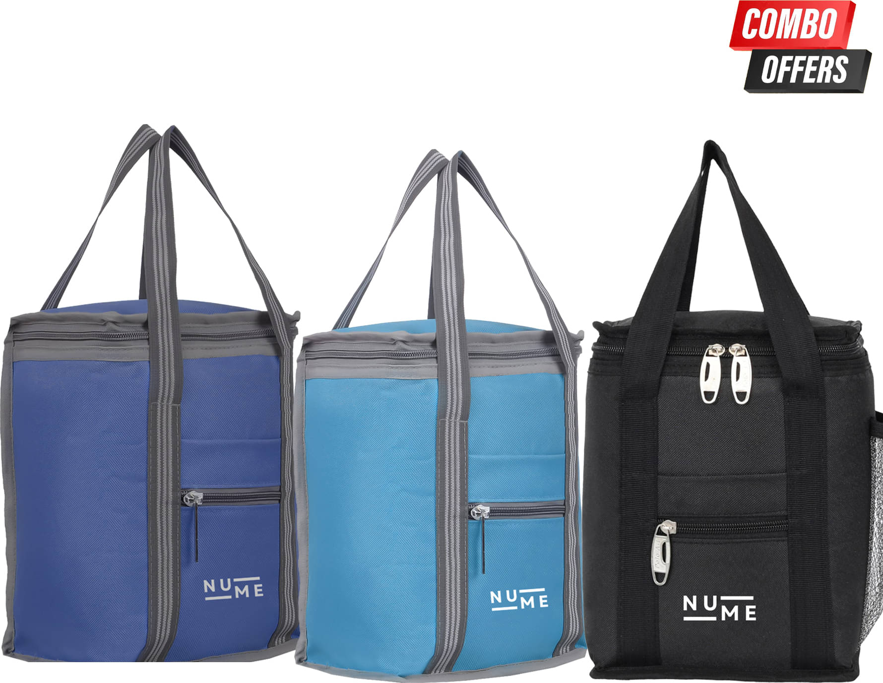     			NuMe Multi Color Polyester Lunch Bag Pack of 3