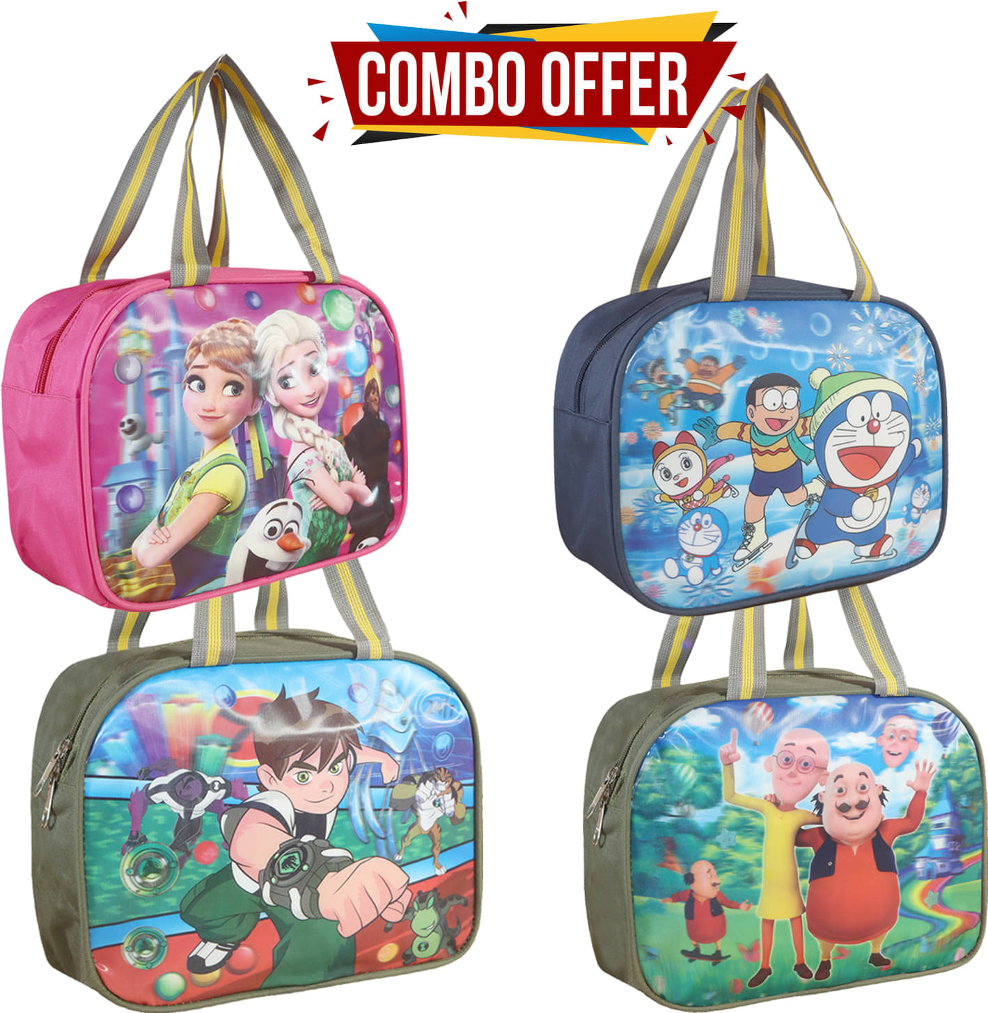    			NuMe Multi Color Polyester Lunch Bag Pack of 4