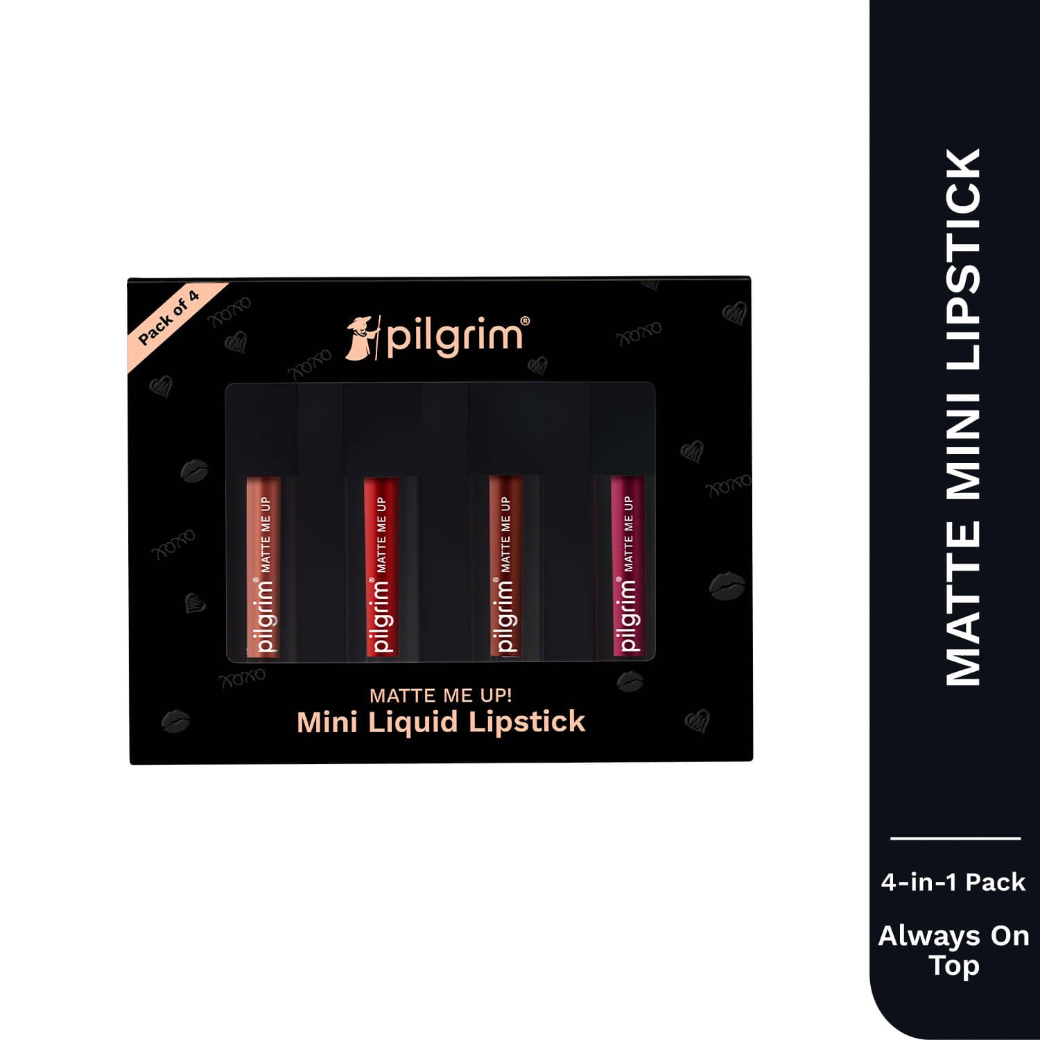     			Pilgrim Always On Top Mini Liquid Lipstick 4 In 1 pack Make Up,For All Skin Type,1 Ml X 4 Units (pack Of 1)